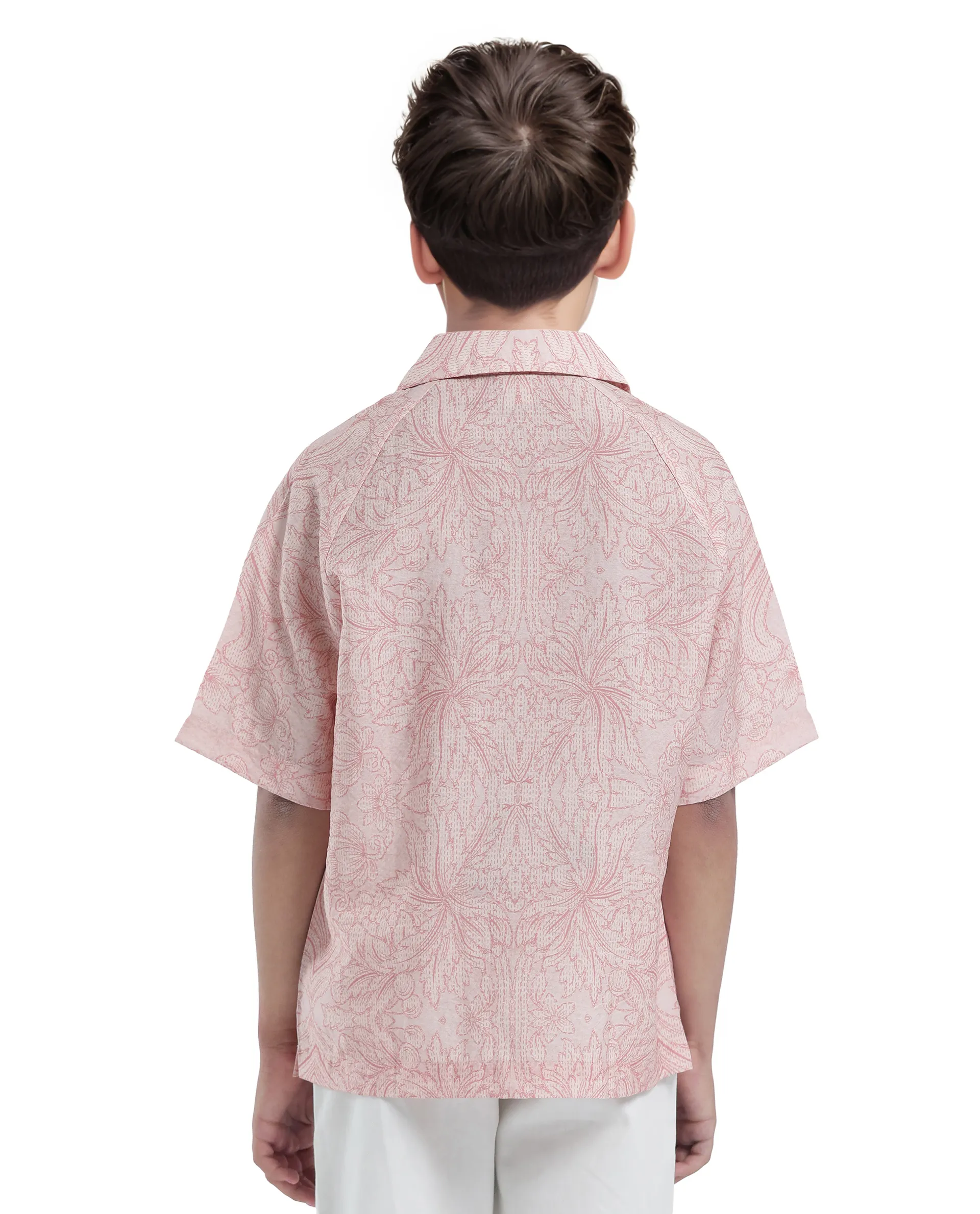 Rare Ones Kids Telo-K Red Tencel Nylon Half Sleeve Button Printed Regular Fit Shirt - Image 8