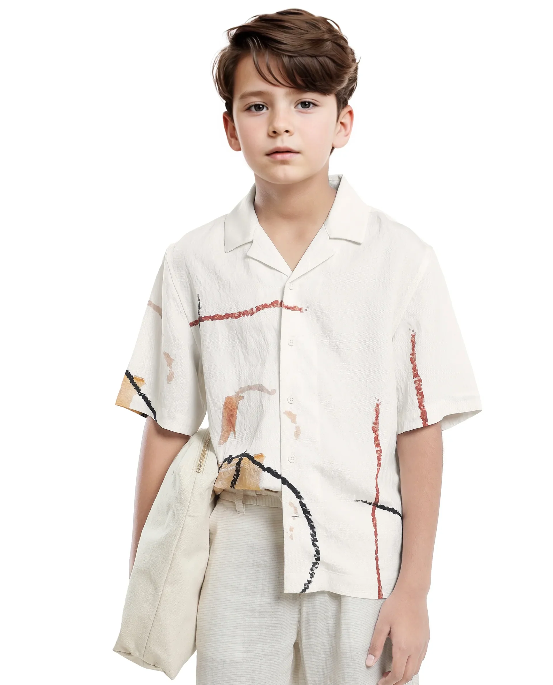 Rare Ones Kids Tent White Viscose Blend Half Sleeve Button Printed Regular Fit Shirt - Image 2