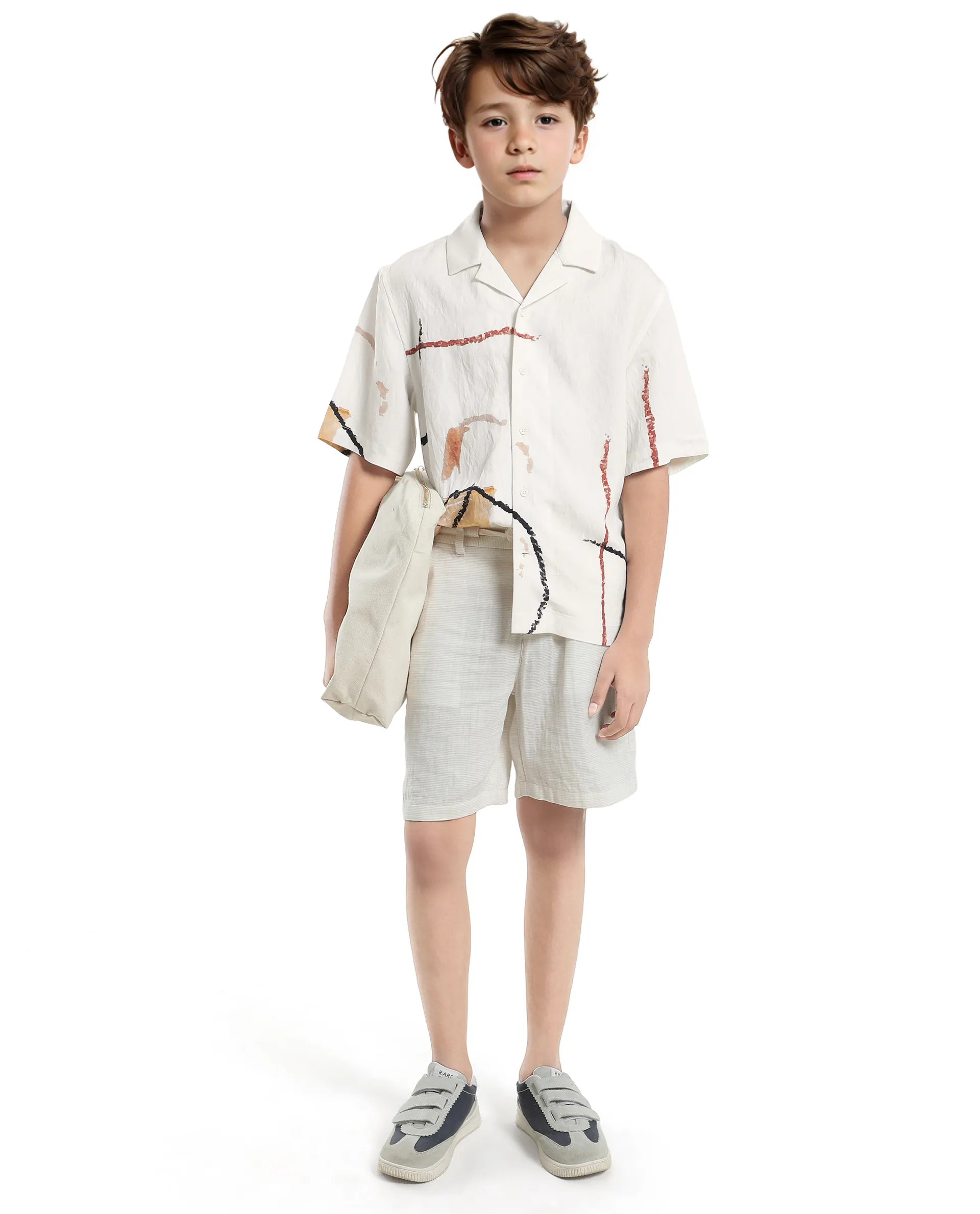 Rare Ones Kids Tent White Viscose Blend Half Sleeve Button Printed Regular Fit Shirt - Image 3