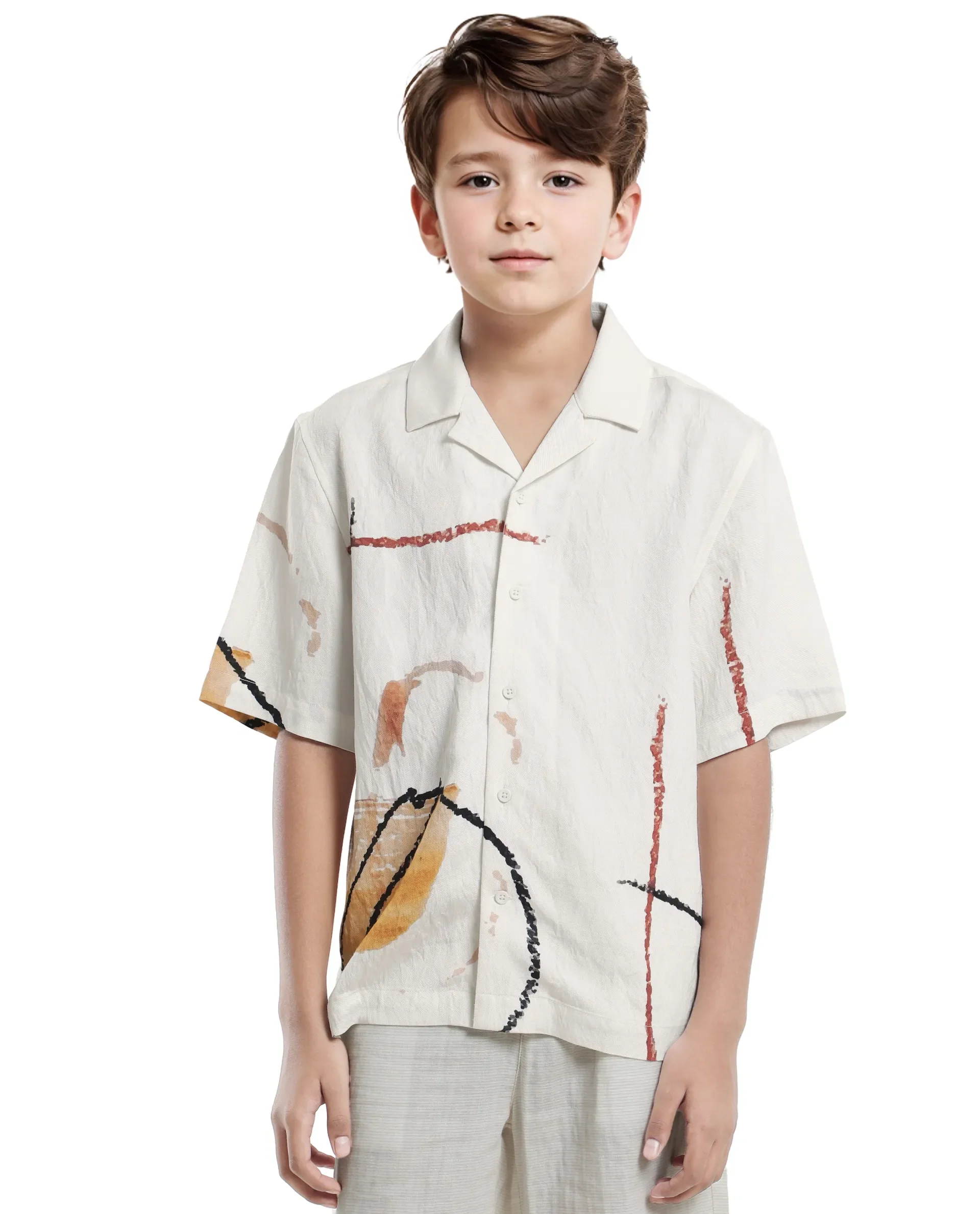 Rare Ones Kids Tent White Viscose Blend Half Sleeve Button Printed Regular Fit Shirt - Image 6