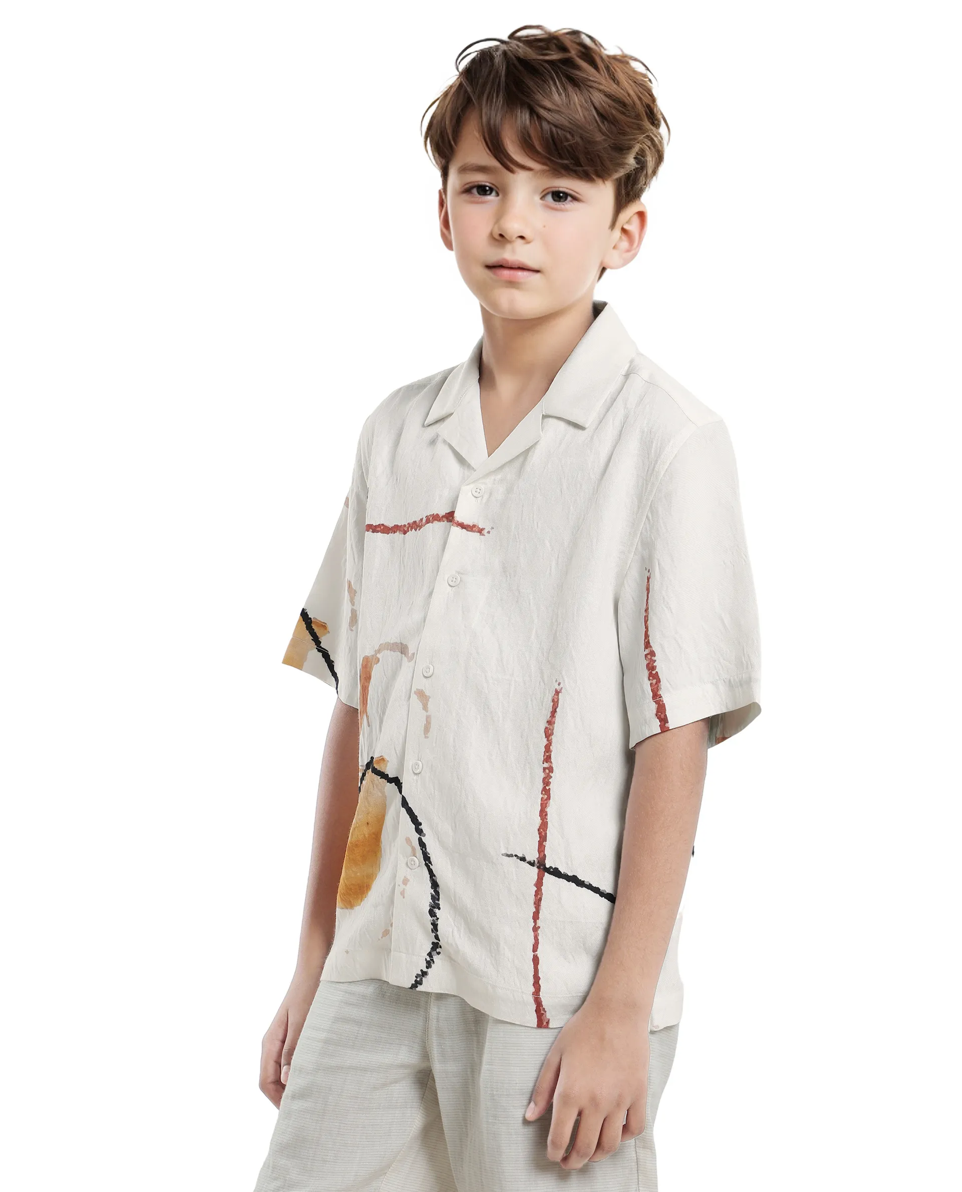 Rare Ones Kids Tent White Viscose Blend Half Sleeve Button Printed Regular Fit Shirt - Image 7