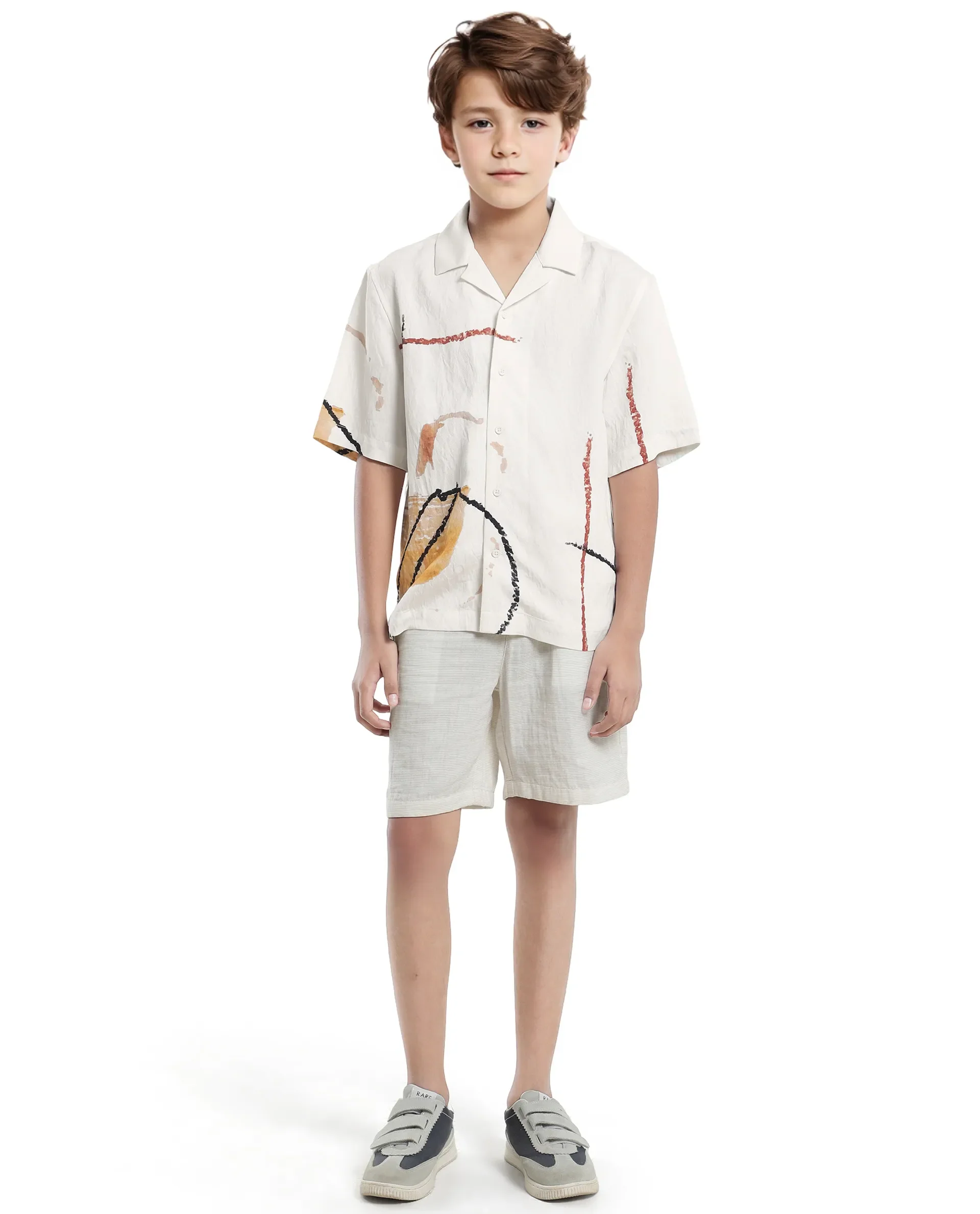 Rare Ones Kids Tent White Viscose Blend Half Sleeve Button Printed Regular Fit Shirt - Image 9