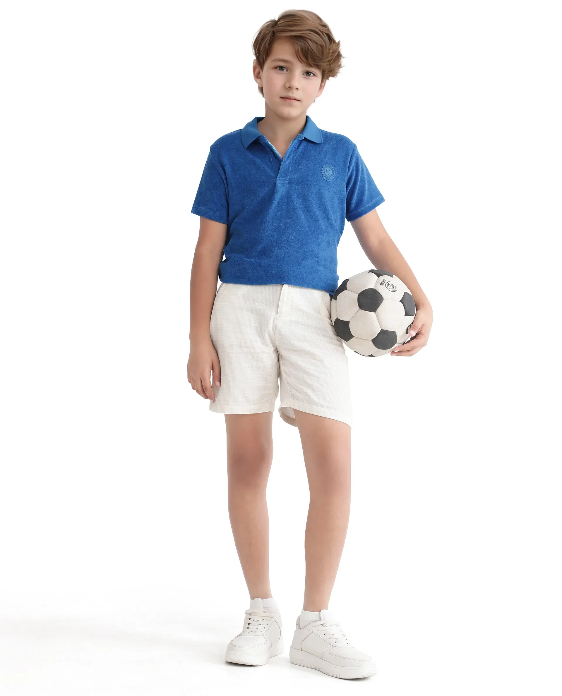 Rare Ones Kids Terry Blue Cotton Poly Short Sleeve Polo Neck Applique Polo - Image 2