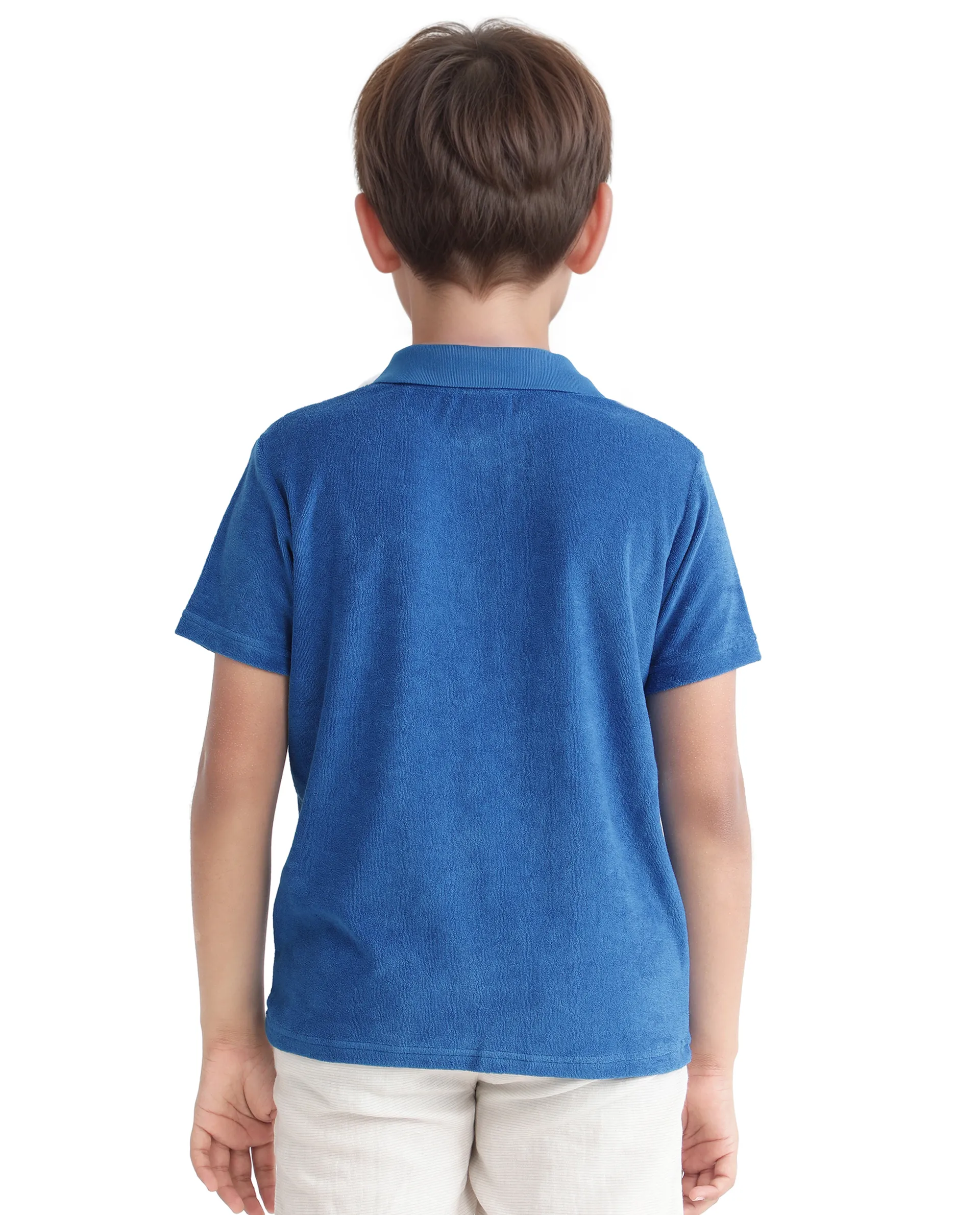 Rare Ones Kids Terry Blue Cotton Poly Short Sleeve Polo Neck Applique Polo - Image 7