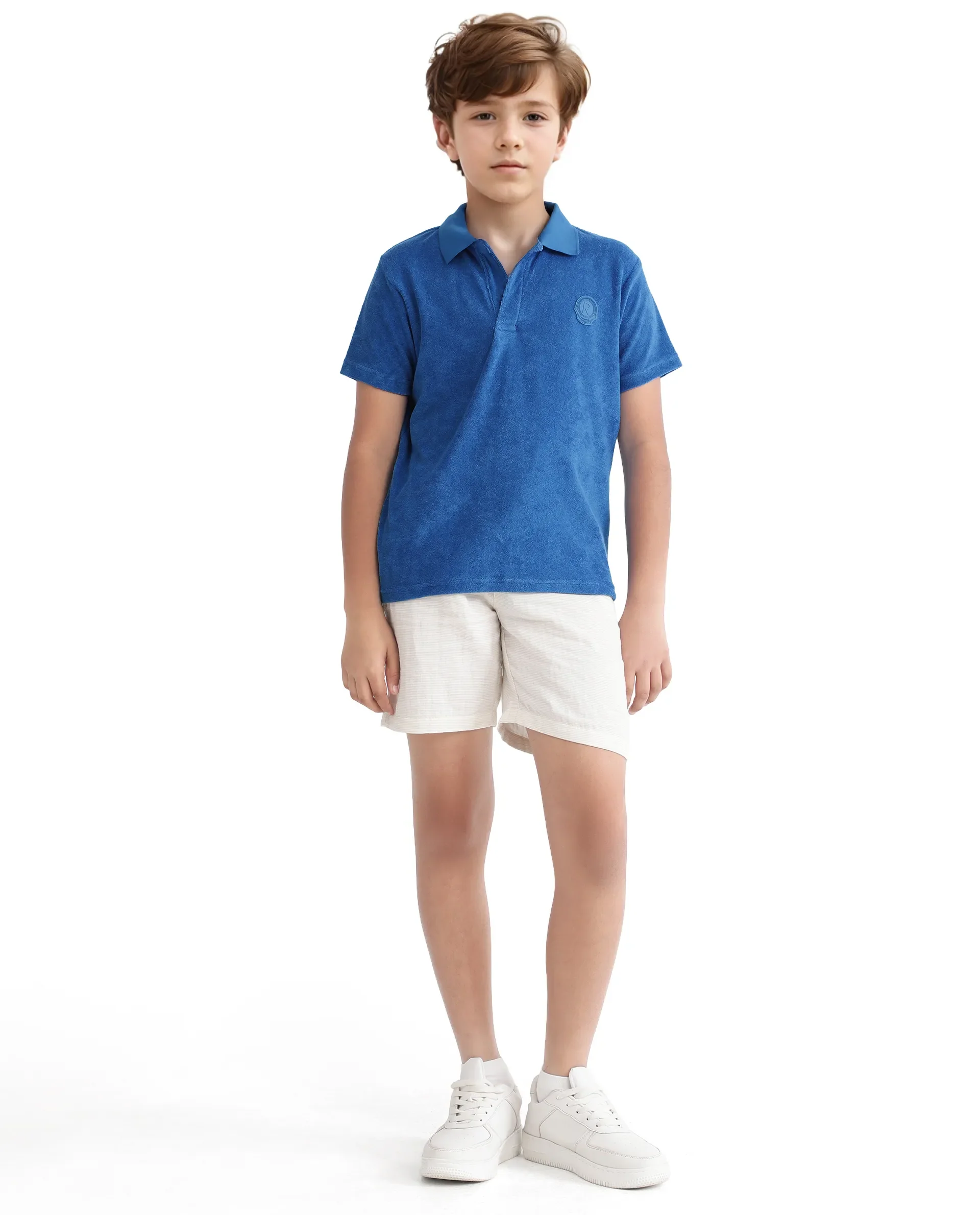 Rare Ones Kids Terry Blue Cotton Poly Short Sleeve Polo Neck Applique Polo - Image 8
