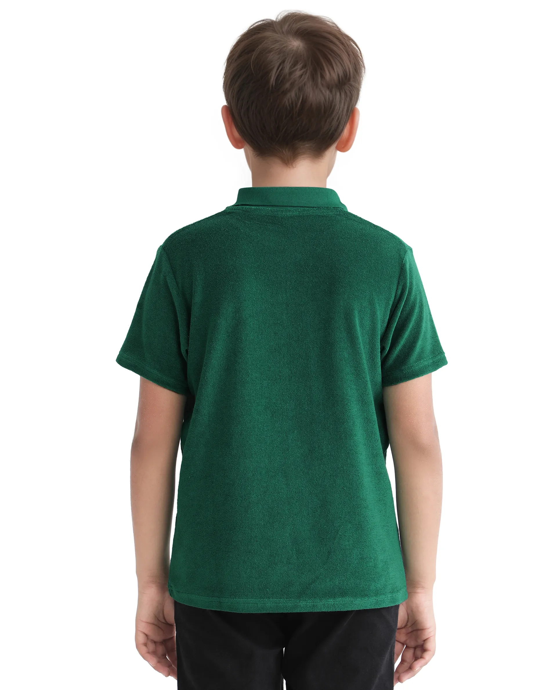 Rare Ones Kids Terry Green Cotton Poly Short Sleeve Applique Polo - Image 6