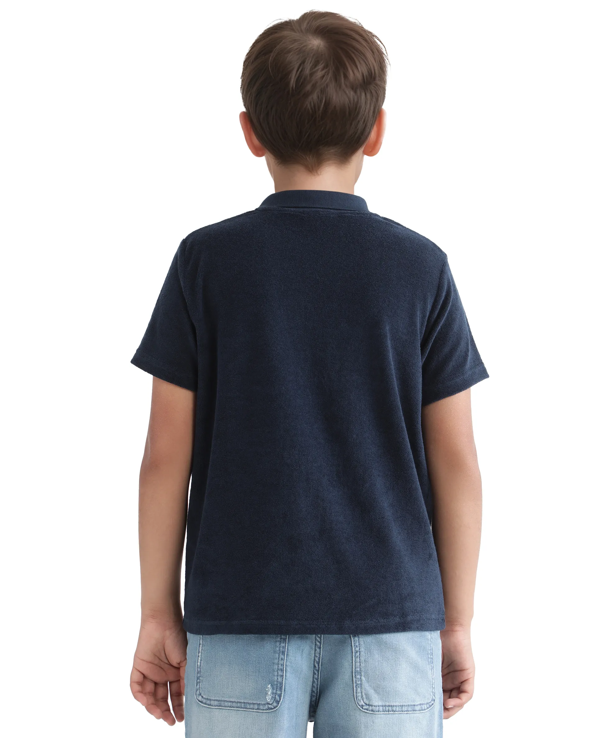Rare Ones Kids Terry Navy Cotton Poly Short Sleeve Polo Neck Applique Polo - Image 8