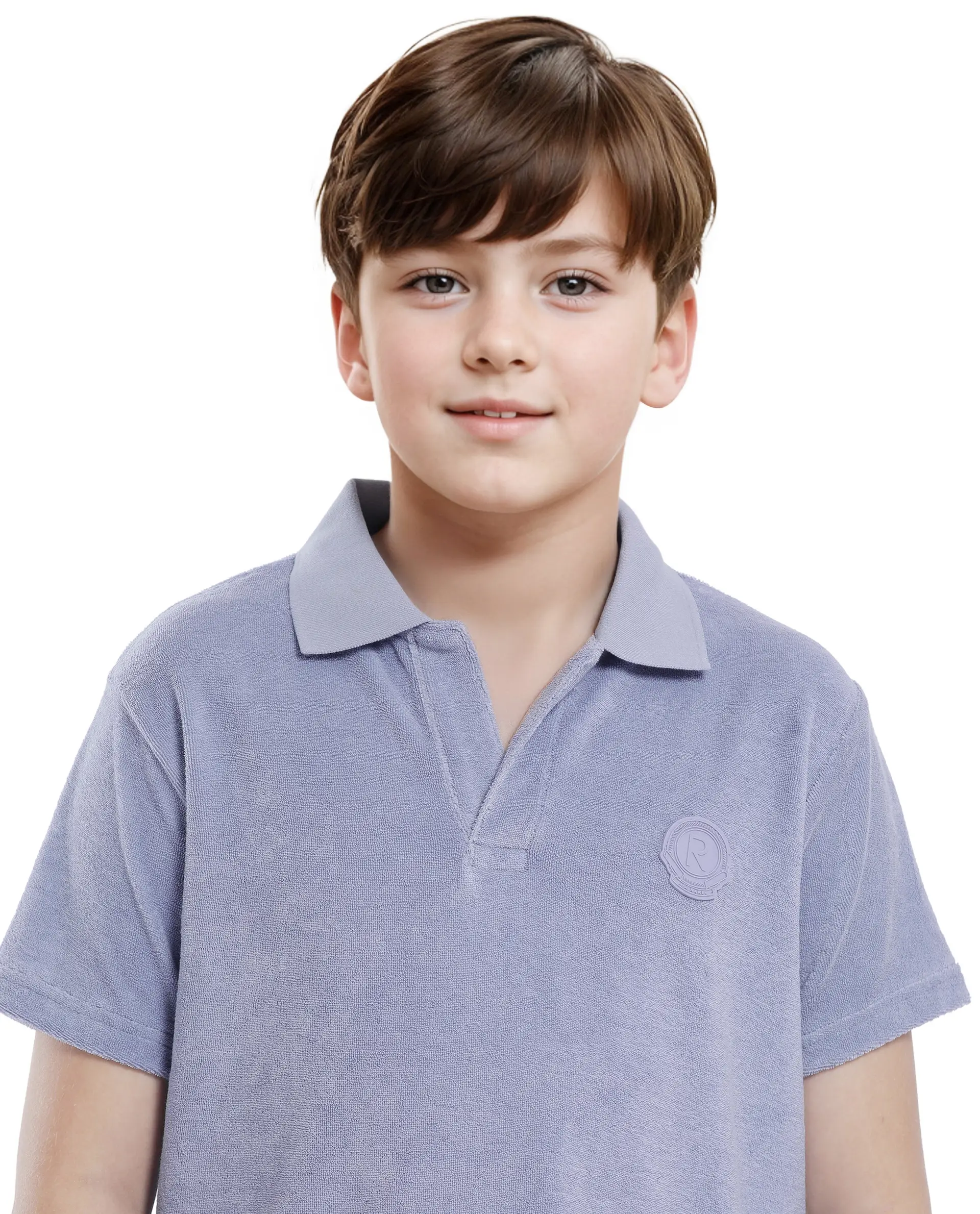 Rare Ones Kids Terry Pastel Purple Cotton Poly Short Sleeve Polo Neck Applique Polo - Image 3