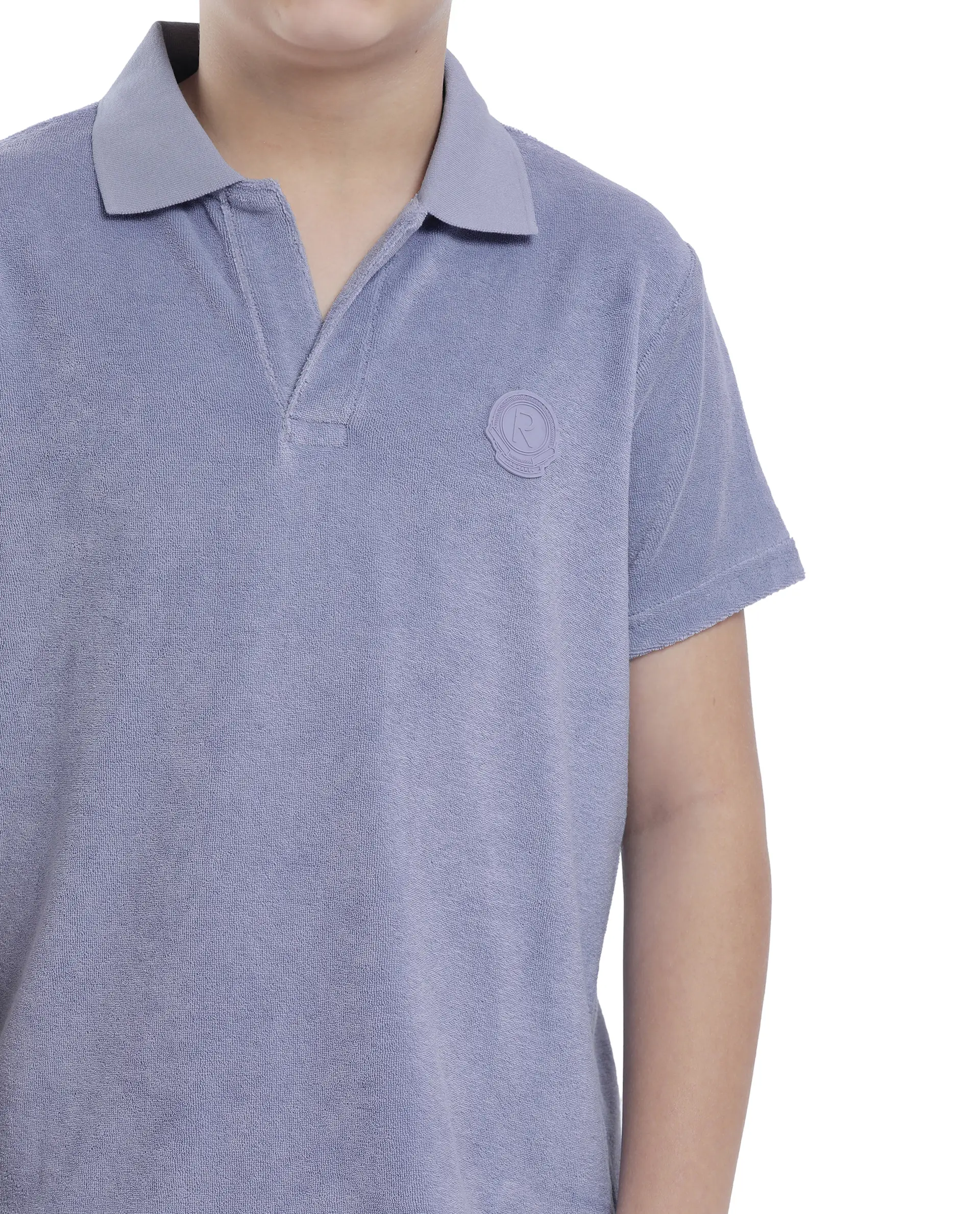 Rare Ones Kids Terry Pastel Purple Cotton Poly Short Sleeve Polo Neck Applique Polo - Image 5