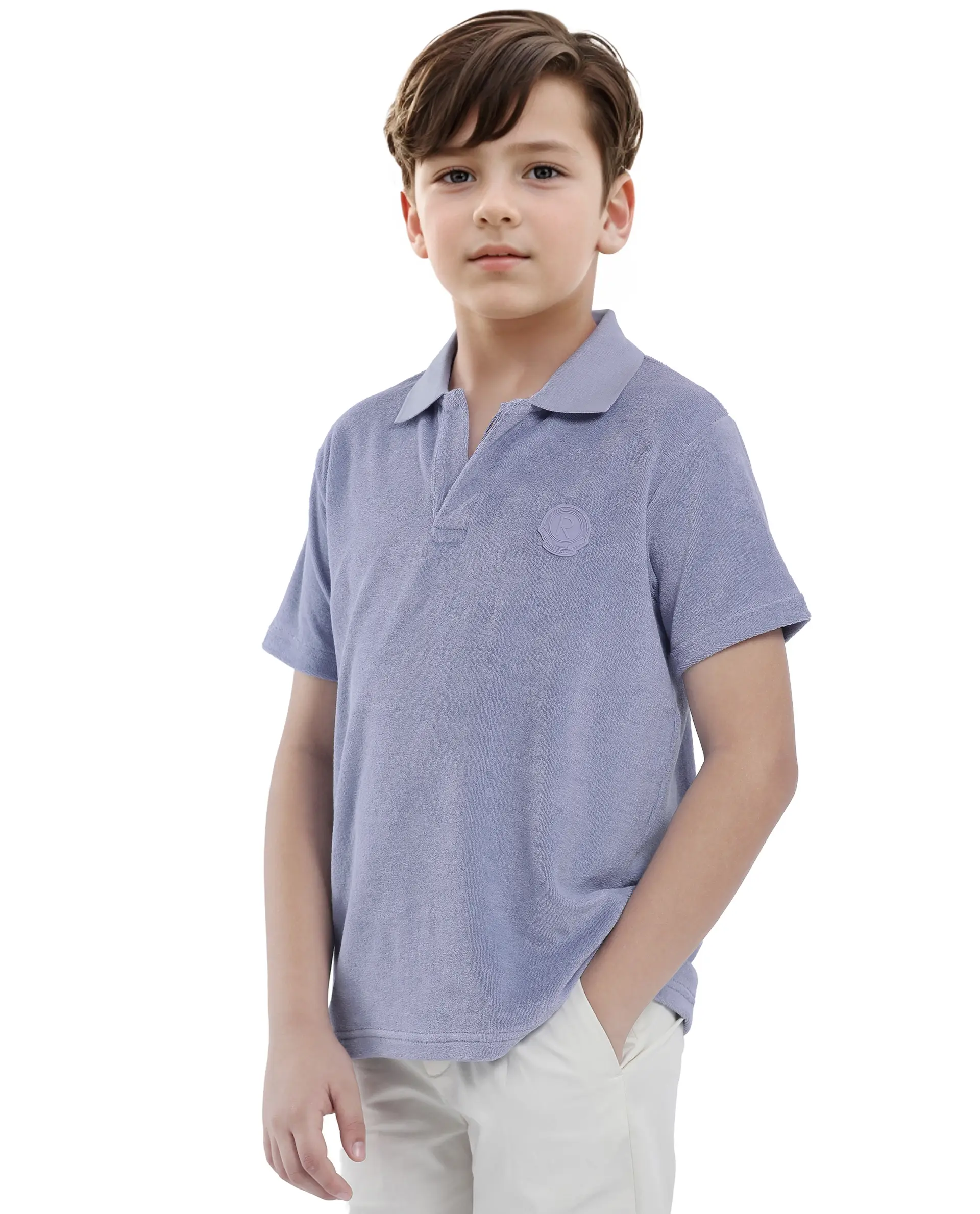 Rare Ones Kids Terry Pastel Purple Cotton Poly Short Sleeve Polo Neck Applique Polo - Image 6