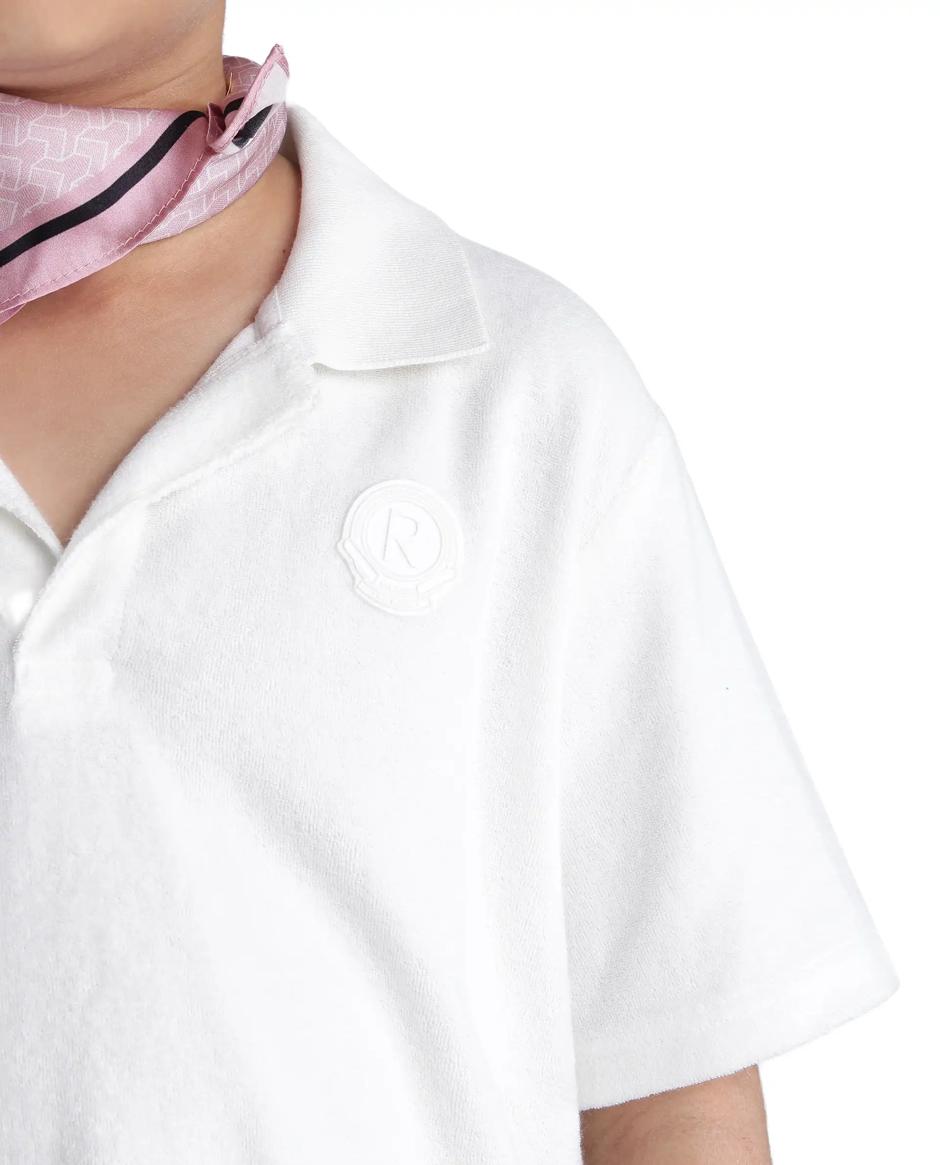 Rare Ones Kids Terry White Cotton Poly Short Sleeve Applique Polo - Image 4