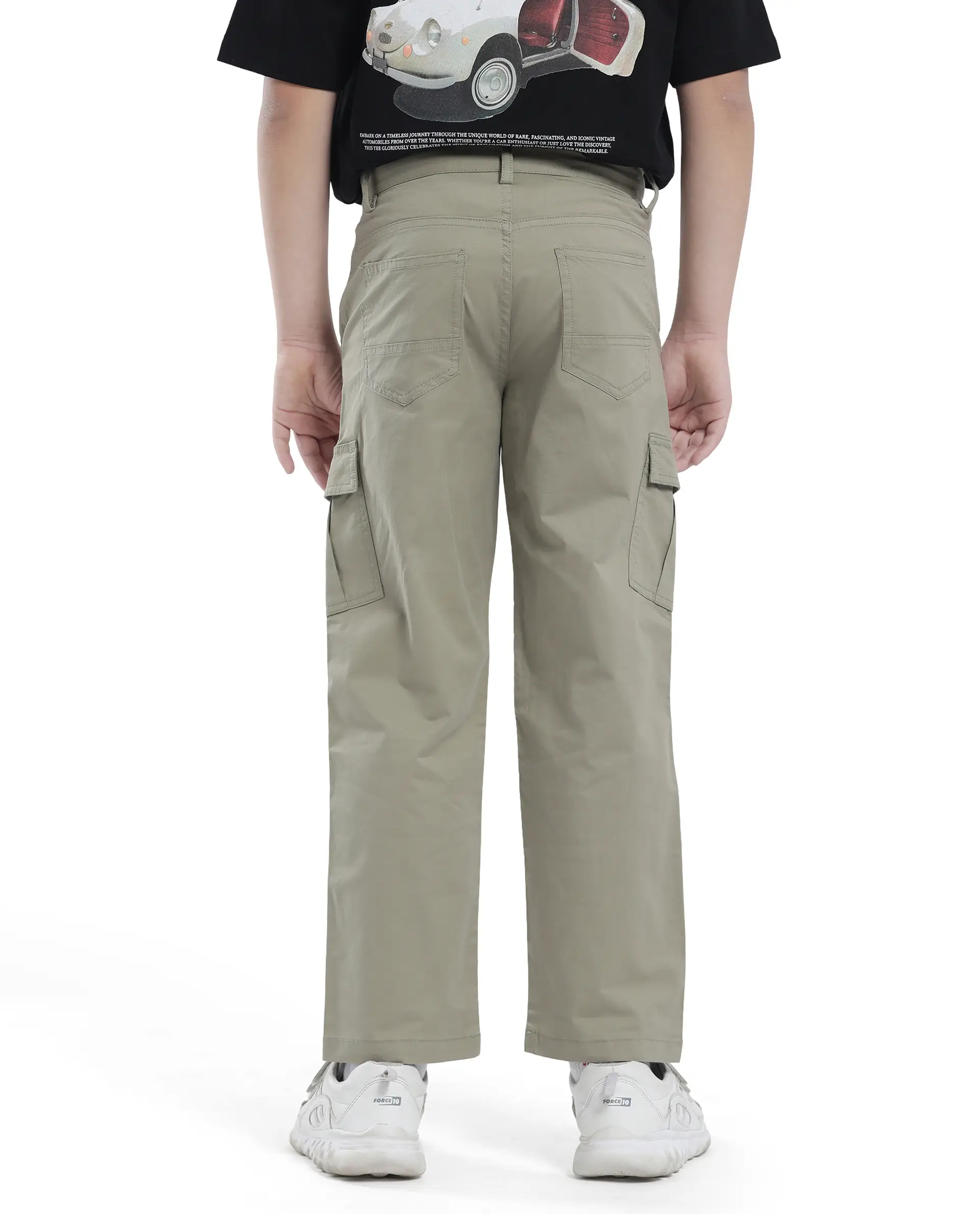 Rare Ones Kids Tilt Pastel Green Cotton Button And Zip Plain Regular Fit Trouser - Image 8
