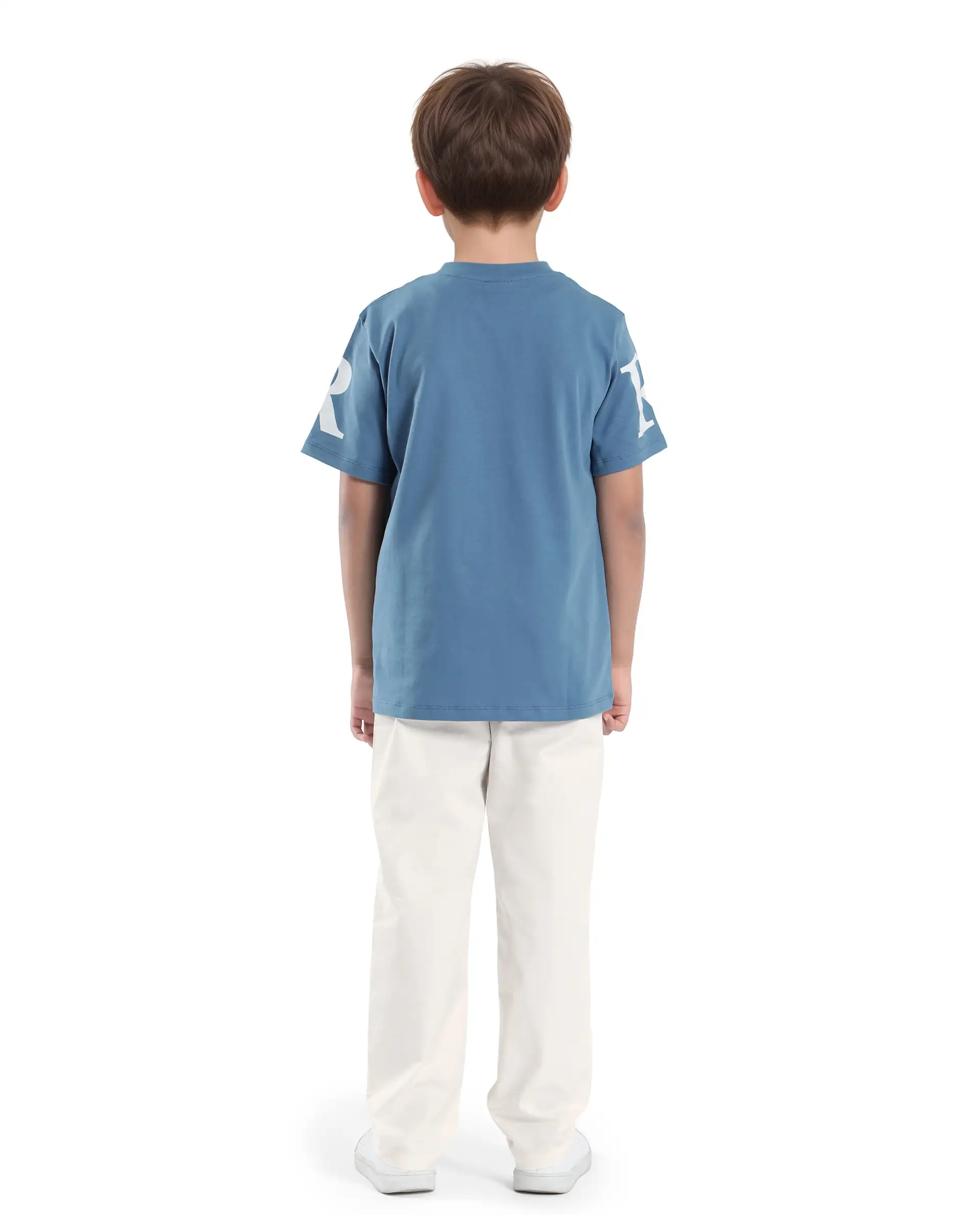 Rare Ones Kids Tino Off White Cotton Plain Button And Zip Closure Regular Fit Trouser - Image 6