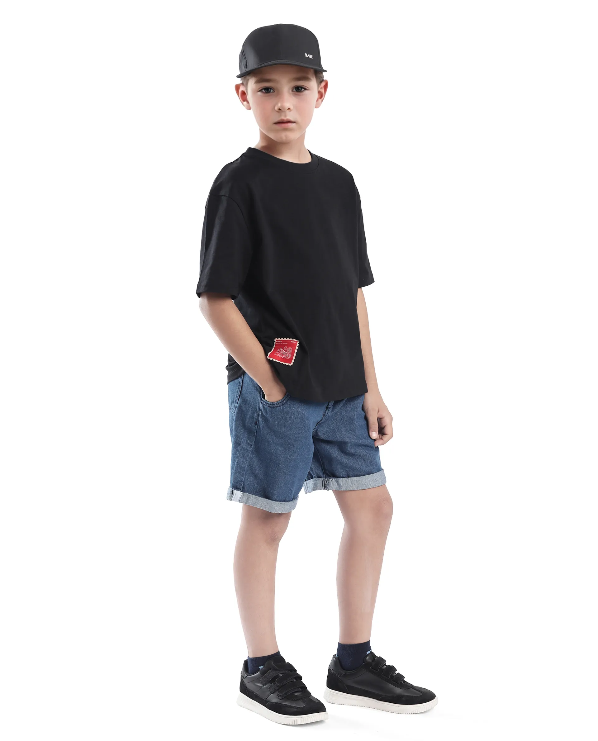 Rare Ones Kids Tiy Black Cotton Graphic Print Slip-On Oversized Fit T-Shirt - Image 2