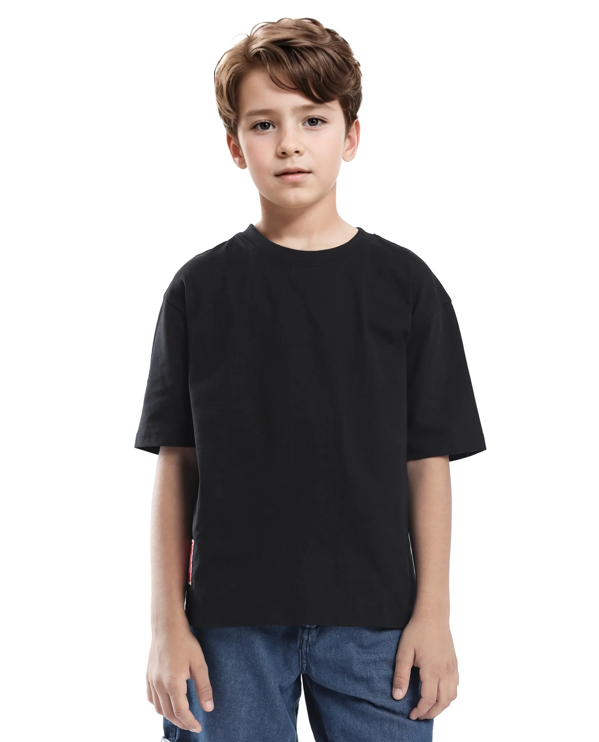 Rare Ones Kids Tiy Black Cotton Graphic Print Slip-On Oversized Fit T-Shirt - Image 3