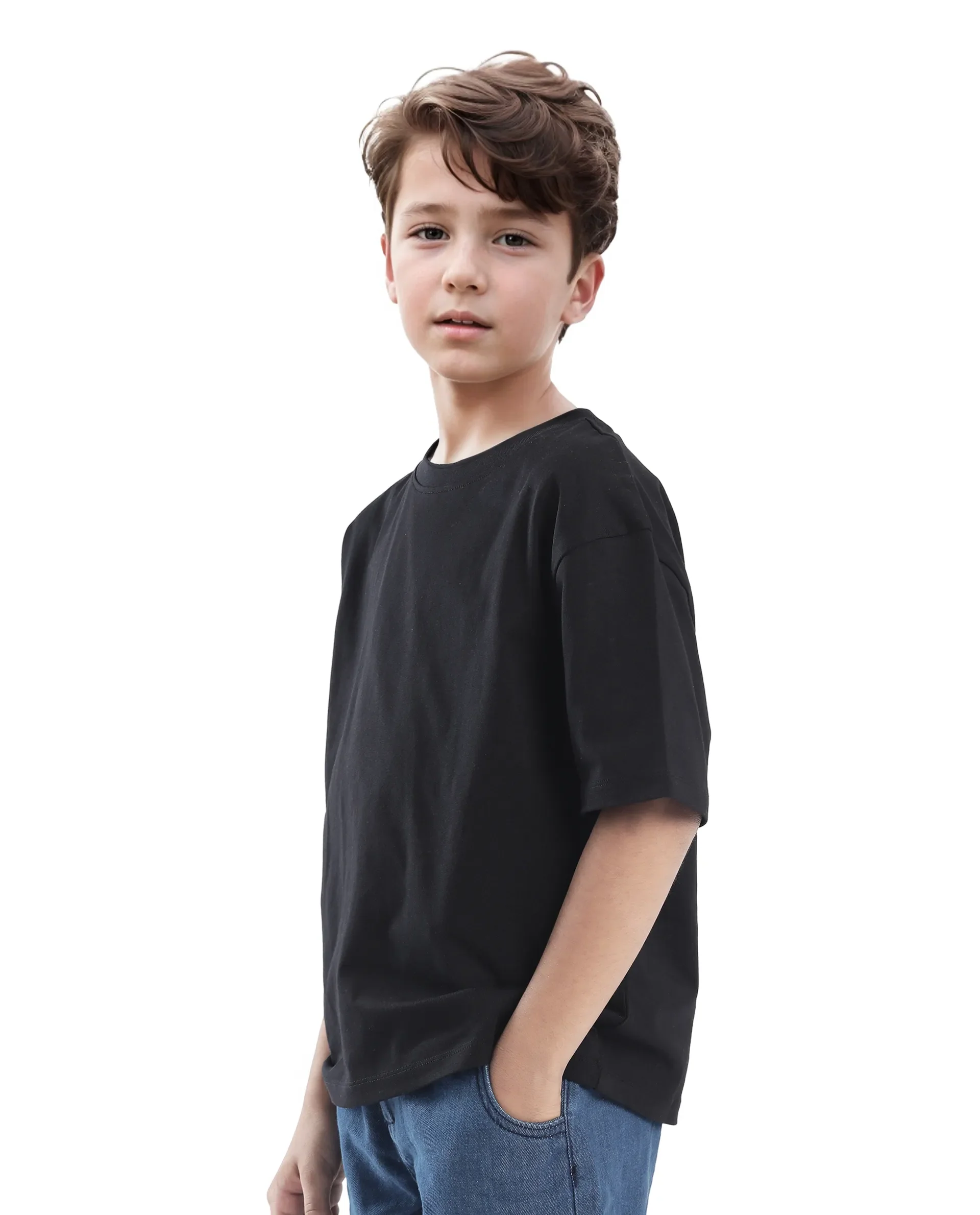 Rare Ones Kids Tiy Black Cotton Graphic Print Slip-On Oversized Fit T-Shirt - Image 8