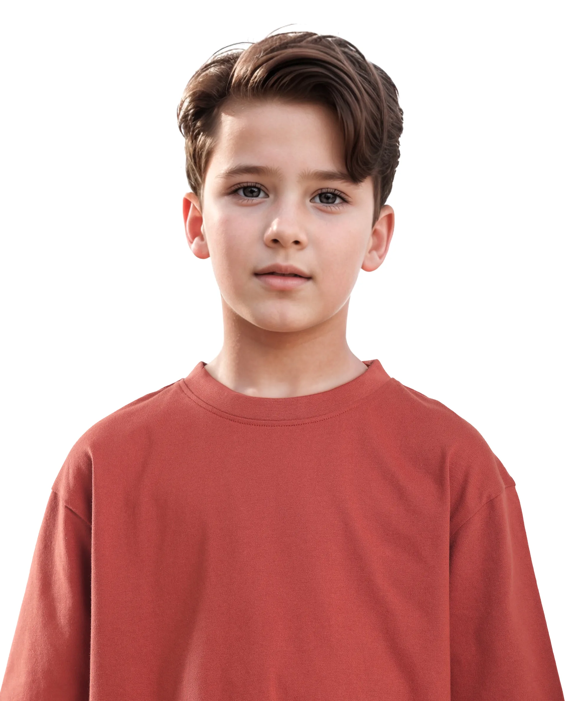Rare Ones Kids Tiy Rust Cotton Graphic Print Slip-On Oversized Fit T-Shirt - Image 4