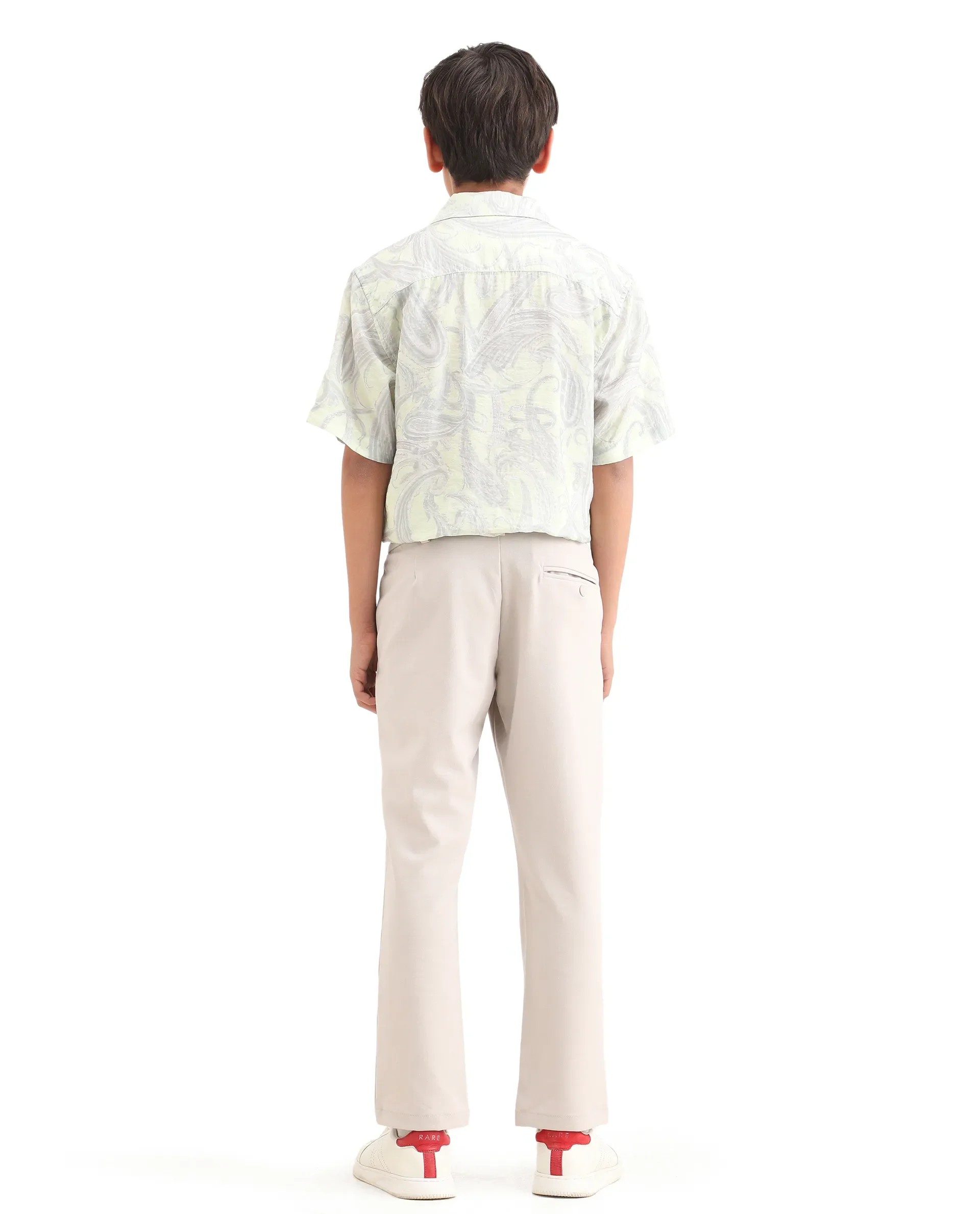 Rare Ones Kids Travo Light Beige Polyester Blend Button And Zipper Closure Plain Regular Fit Trouser - Image 7