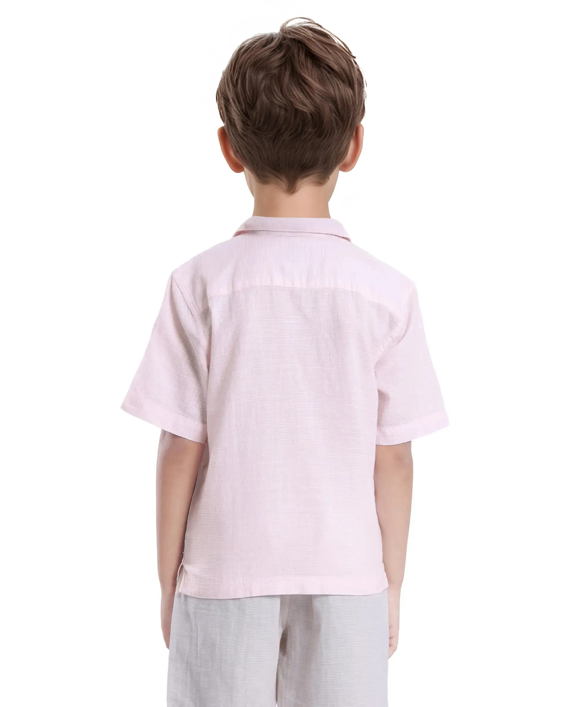 Rare Ones Kids Trok Light Pink Cotton Half Sleeve Striped Button Closure Regular Fit Shirt - Image 8