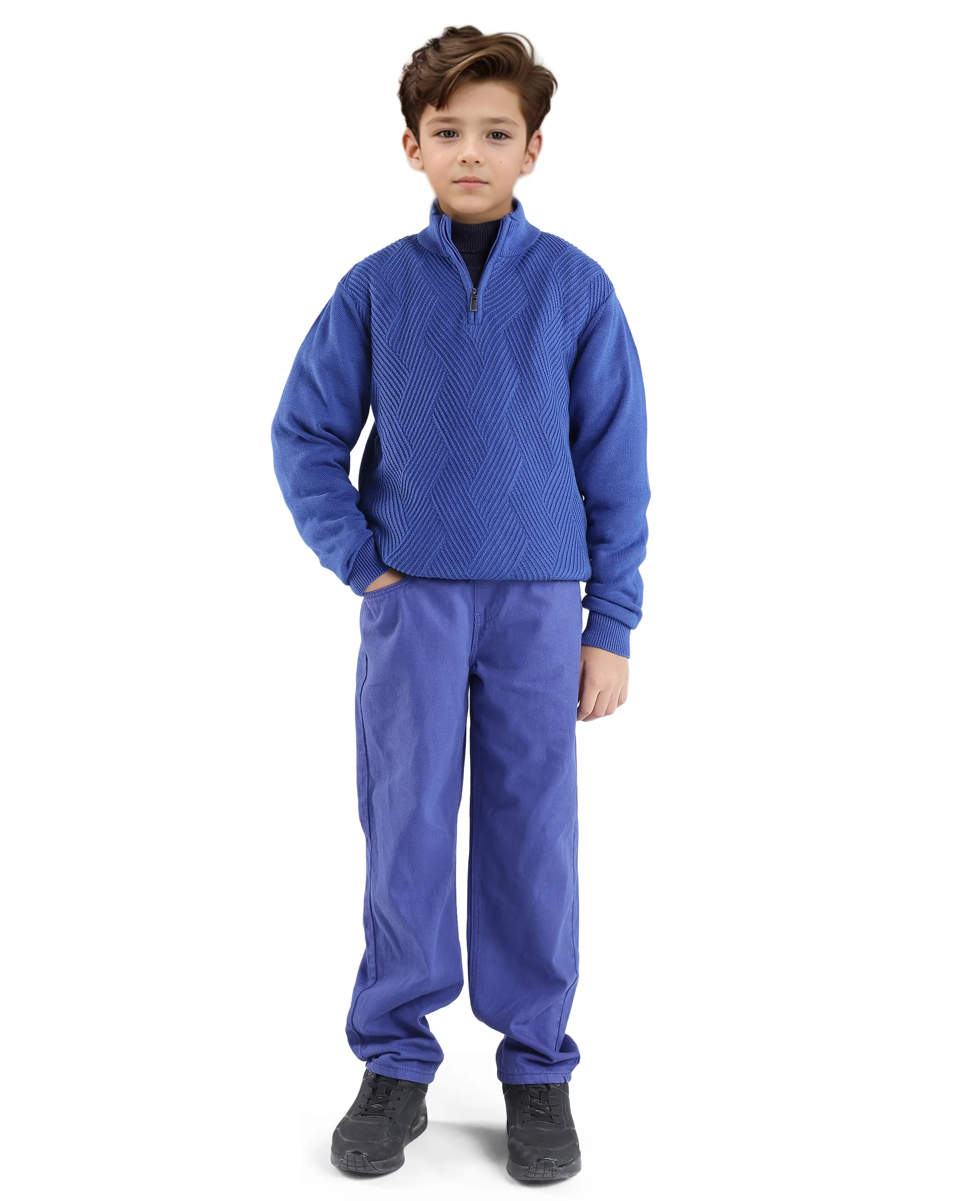 Rare Ones Kids Tron Blue Cotton Full Sleeve Zipper Regular Fit Sweater - Image 3