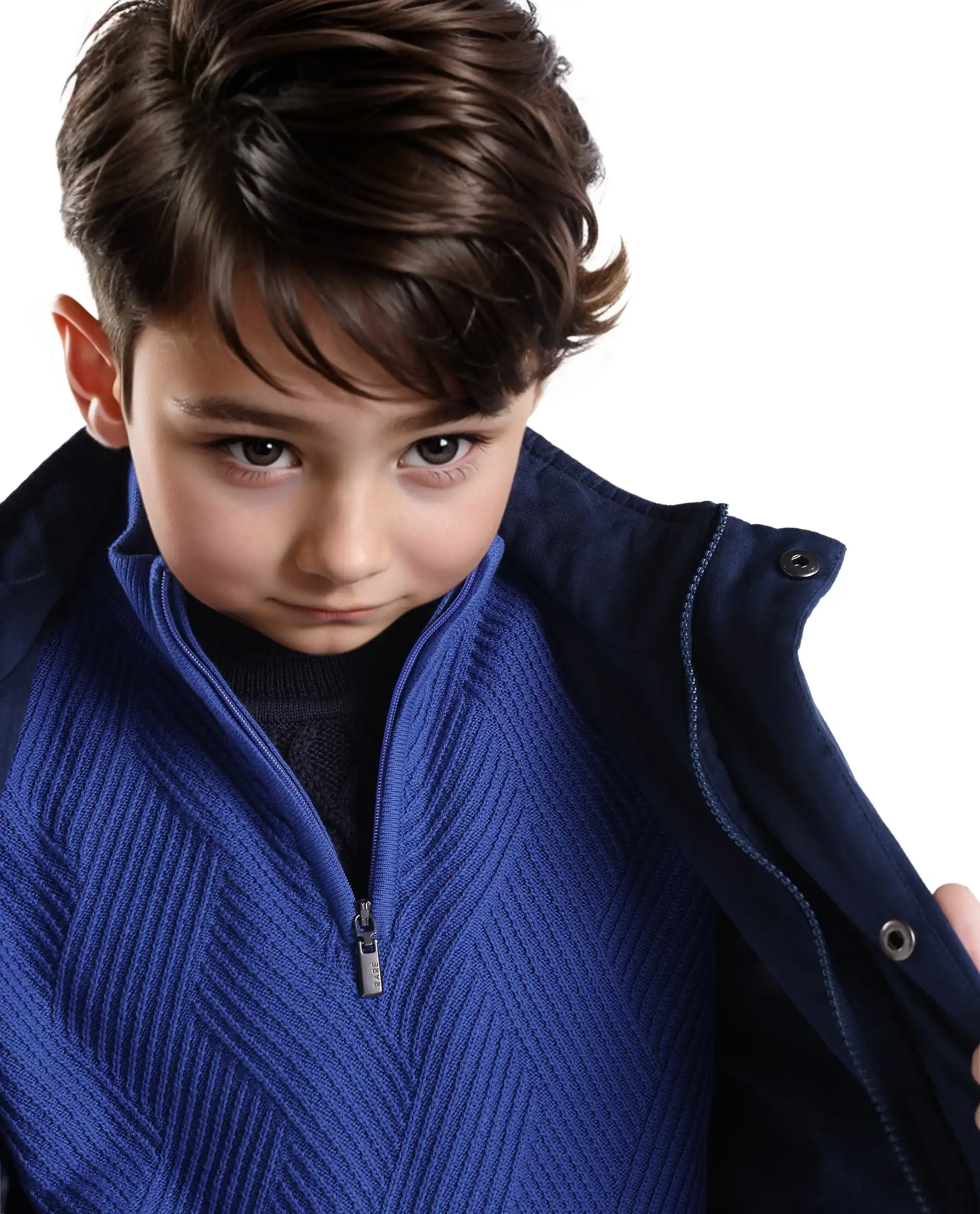Rare Ones Kids Tron Blue Cotton Full Sleeve Zipper Regular Fit Sweater - Image 4