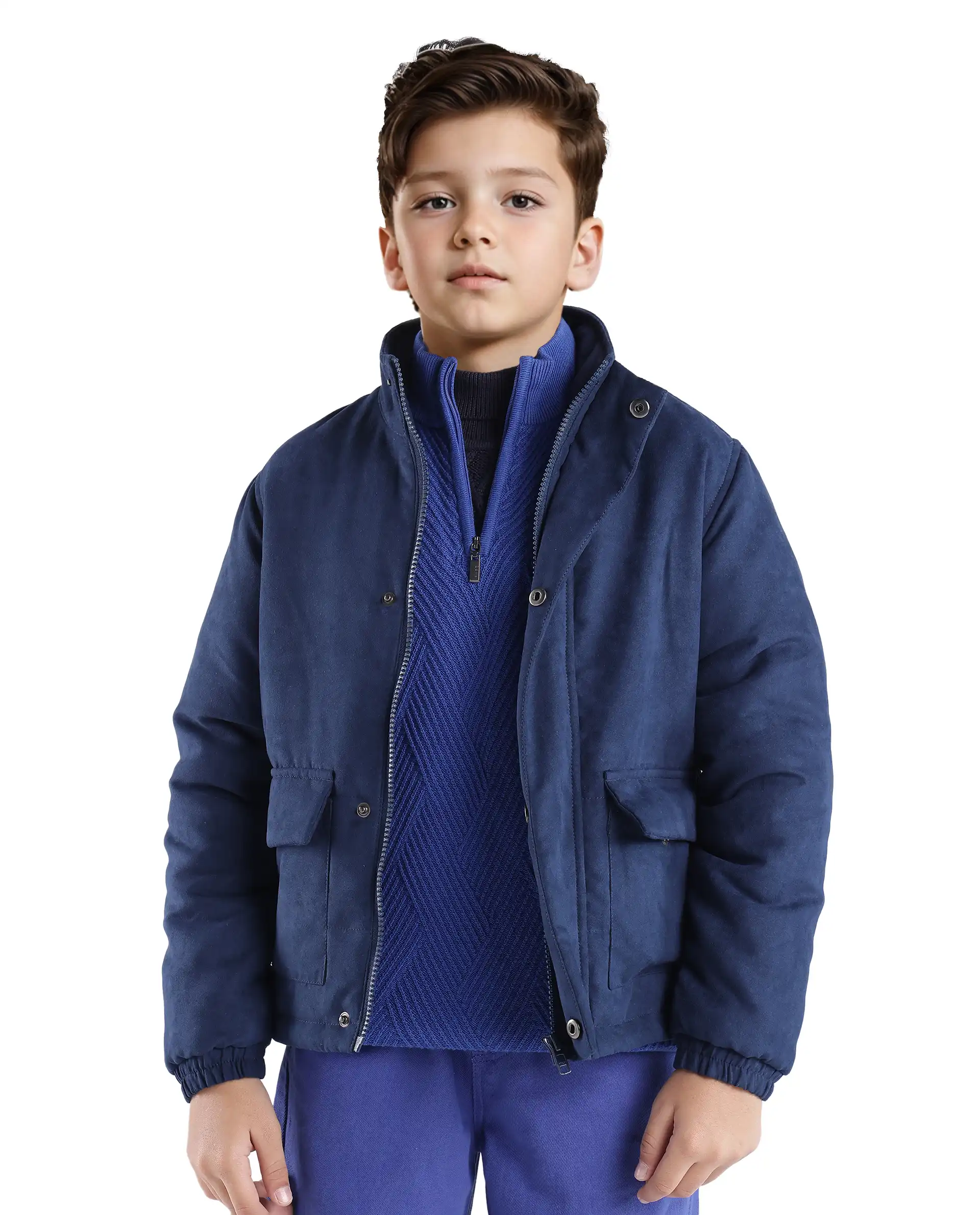 Rare Ones Kids Tron Blue Cotton Full Sleeve Zipper Regular Fit Sweater - Image 5