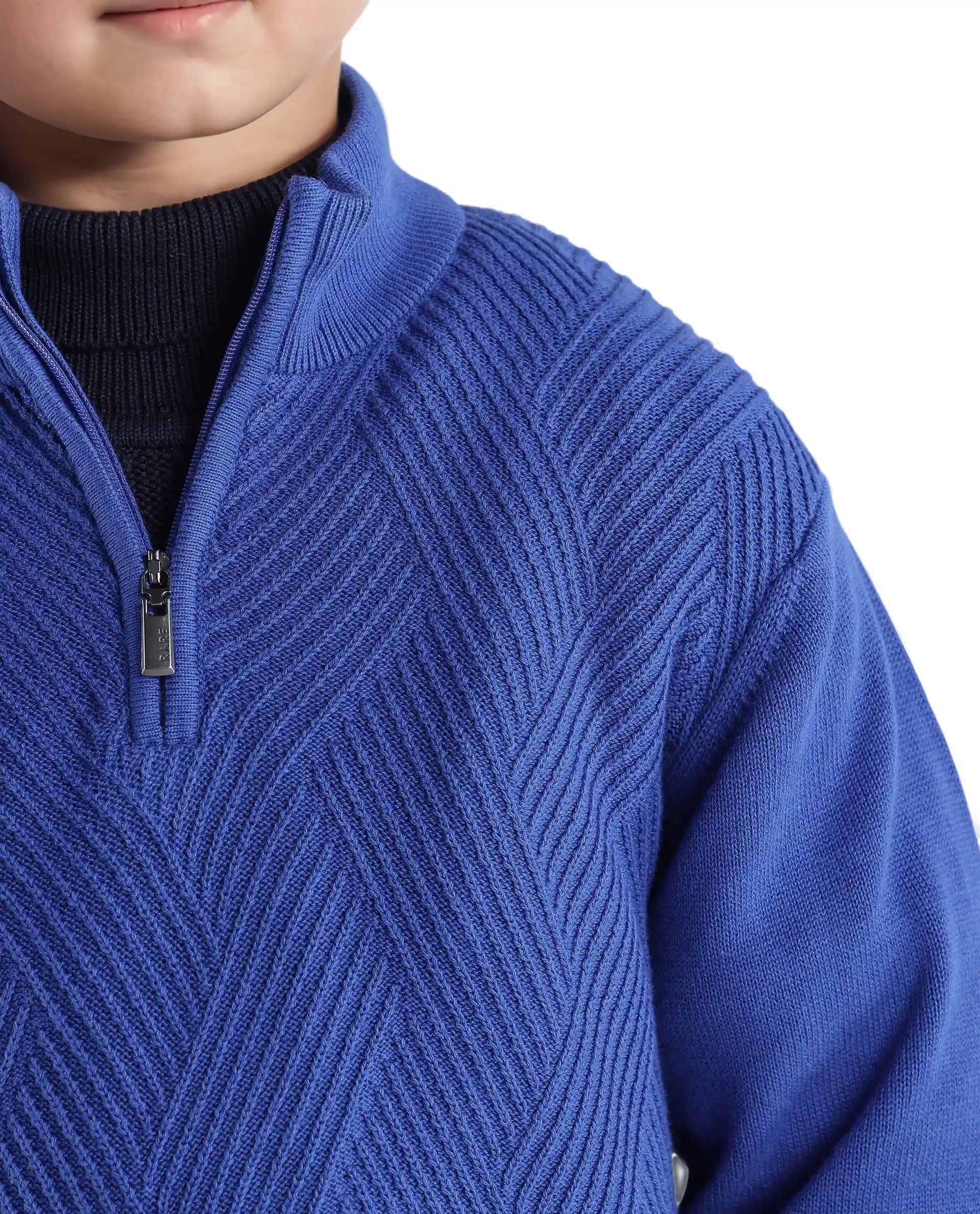 Rare Ones Kids Tron Blue Cotton Full Sleeve Zipper Regular Fit Sweater - Image 6