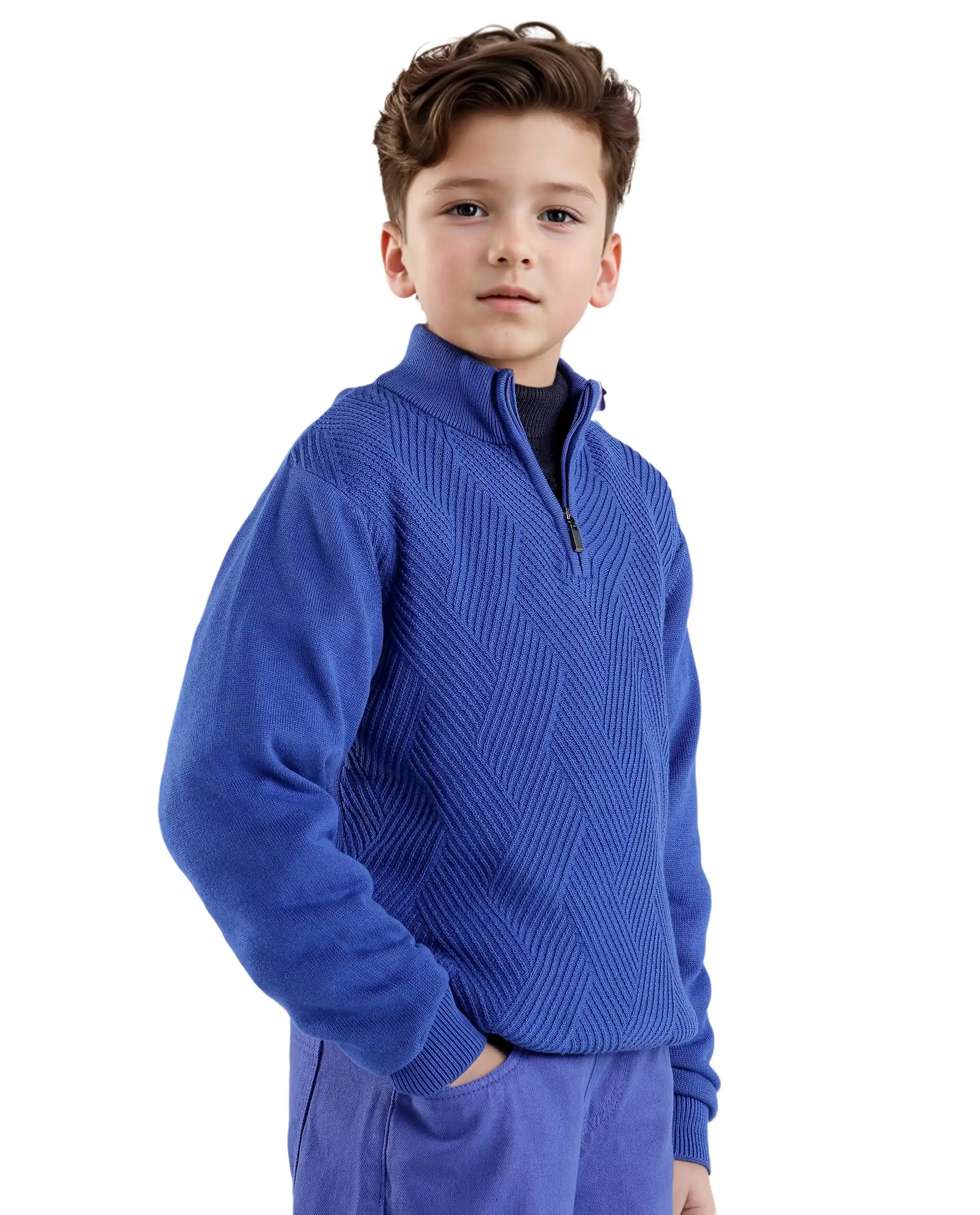 Rare Ones Kids Tron Blue Cotton Full Sleeve Zipper Regular Fit Sweater - Image 8