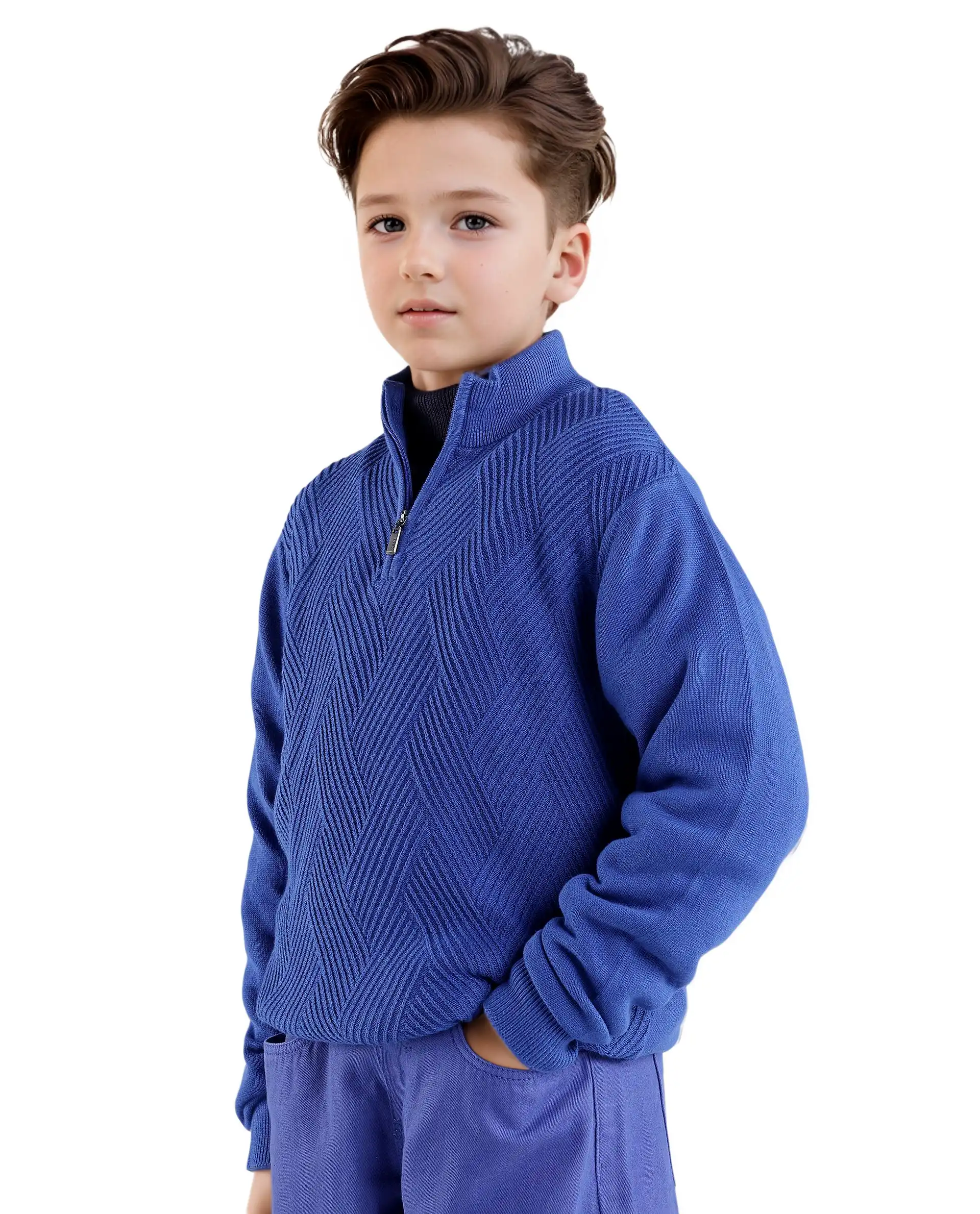 Rare Ones Kids Tron Blue Cotton Full Sleeve Zipper Regular Fit Sweater - Image 9