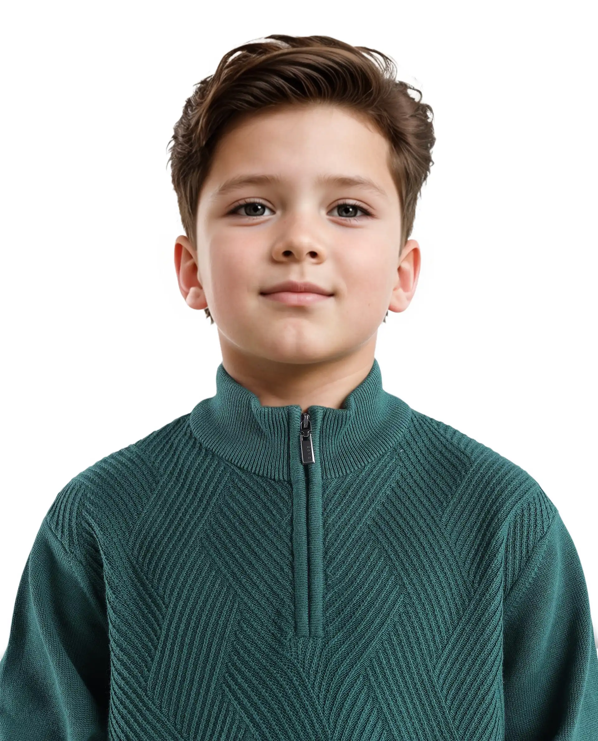 Rare Ones Kids Tron Dark Green Cotton Full Sleeve Zipper Regular Fit Sweater - Image 5