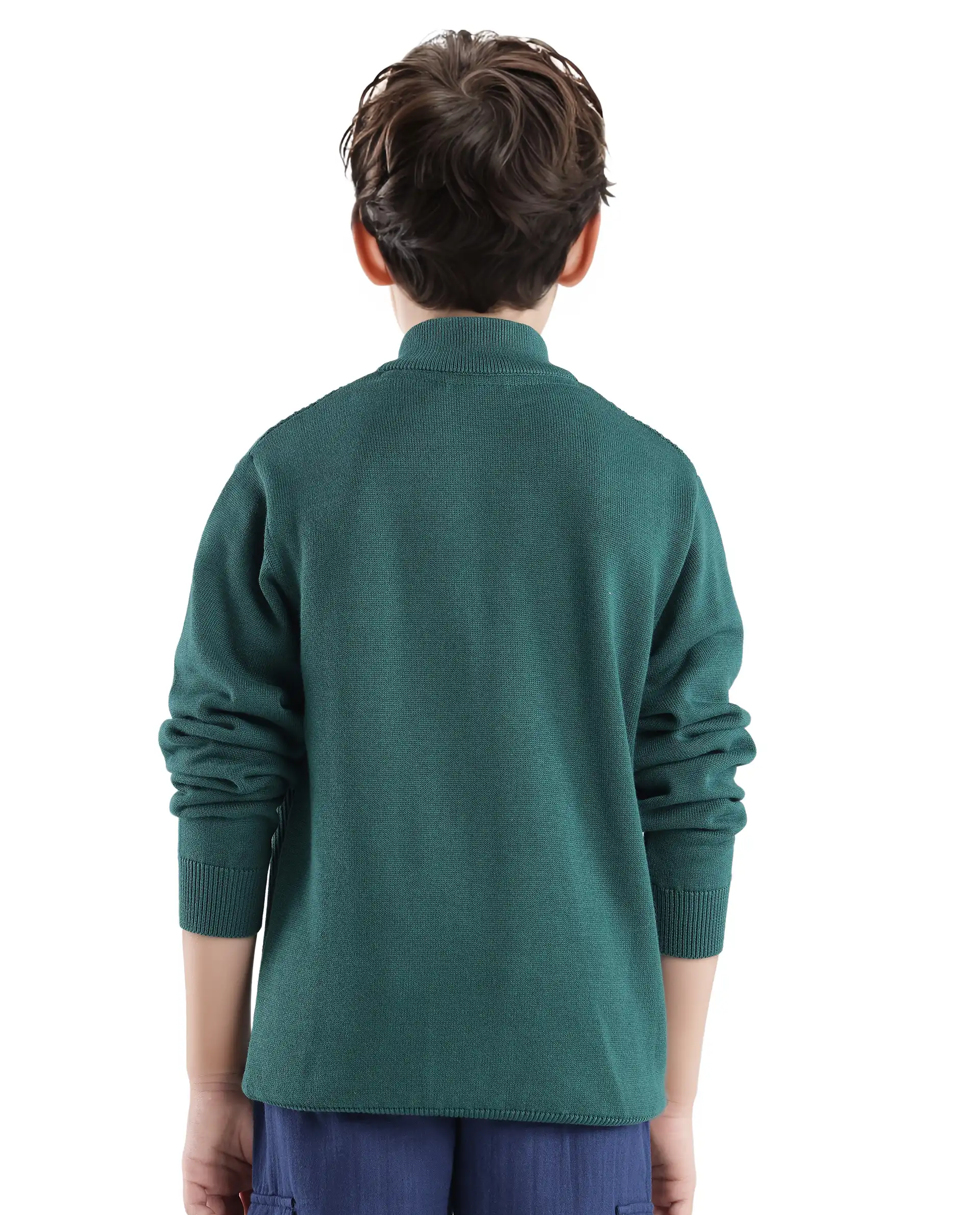 Rare Ones Kids Tron Dark Green Cotton Full Sleeve Zipper Regular Fit Sweater - Image 7