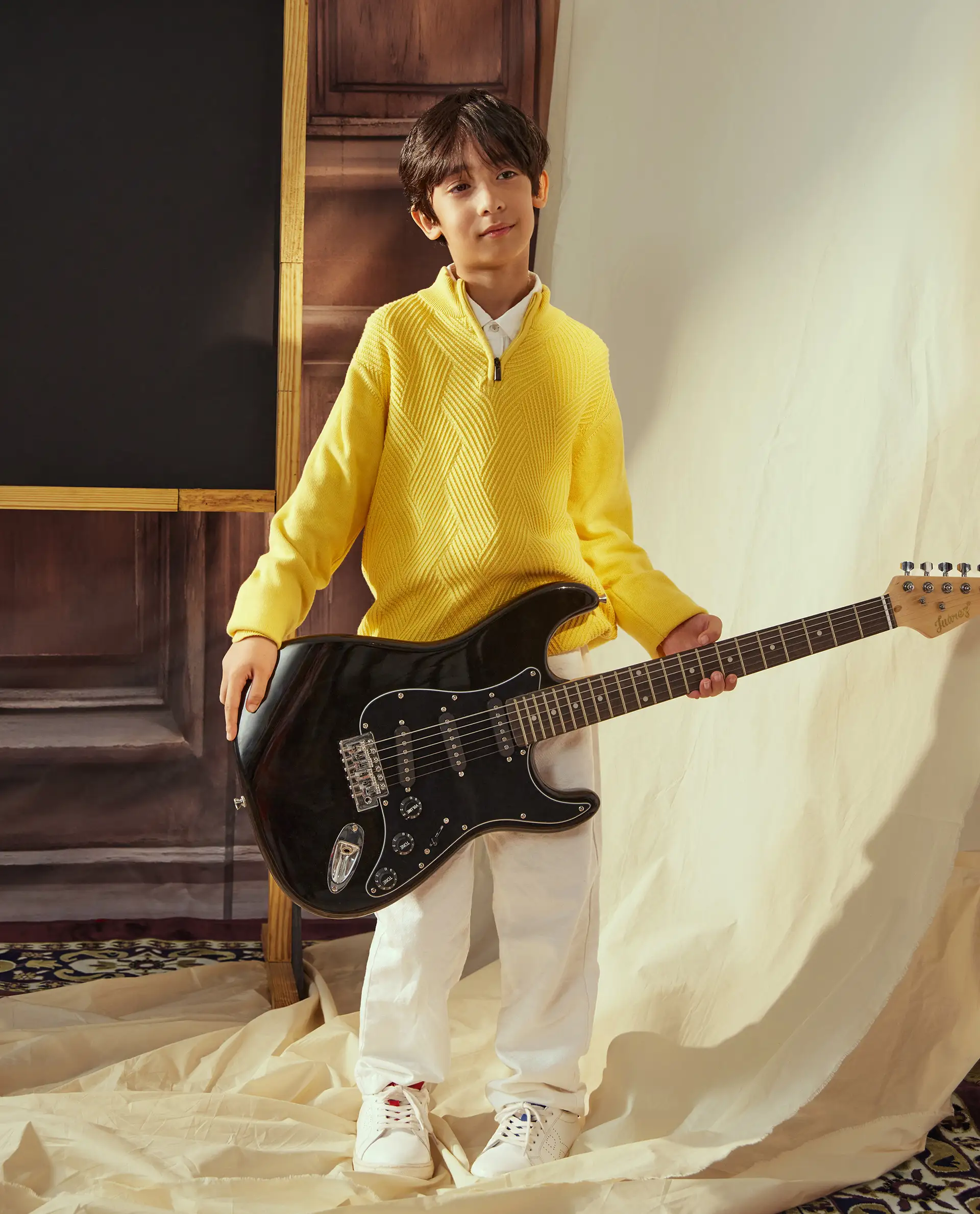 Rare Ones Kids Tron Yellow Cotton Full Sleeve Zipper Regular Fit Sweater - Image 2