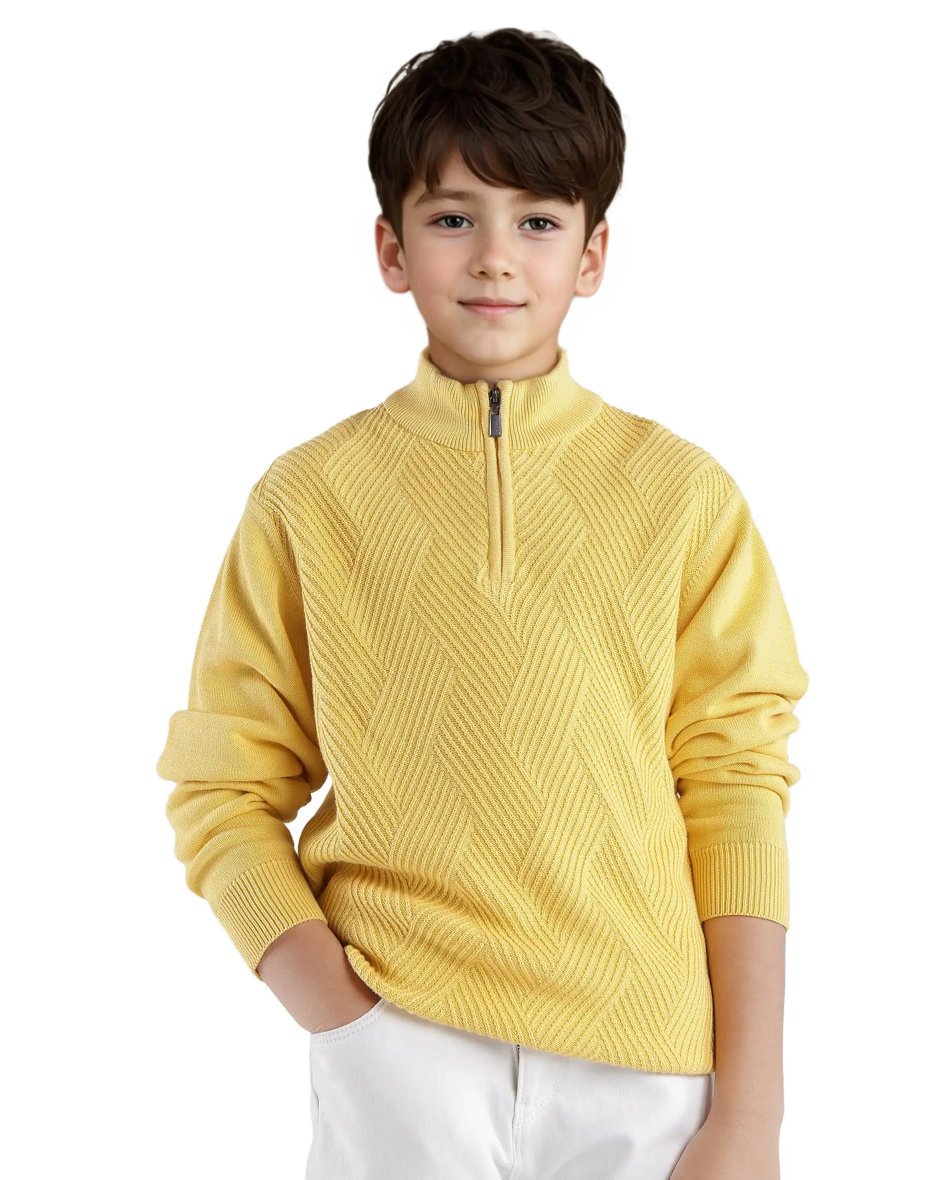 Rare Ones Kids Tron Yellow Cotton Full Sleeve Zipper Regular Fit Sweater - Image 5