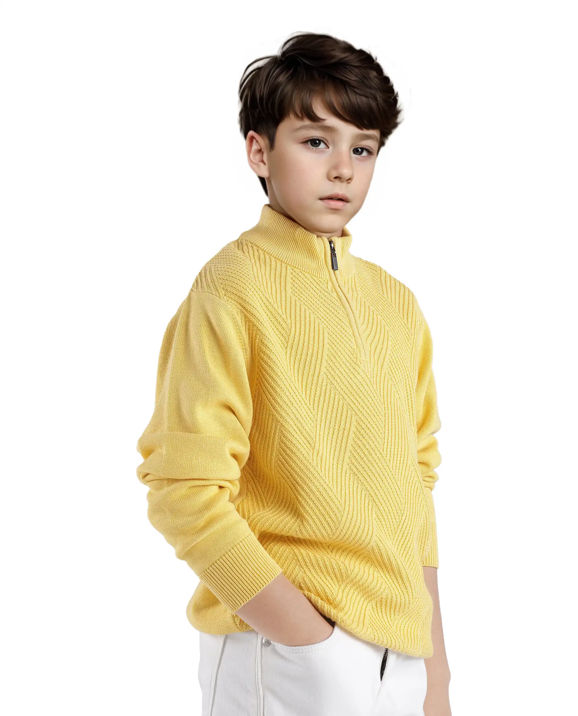 Rare Ones Kids Tron Yellow Cotton Full Sleeve Zipper Regular Fit Sweater - Image 6