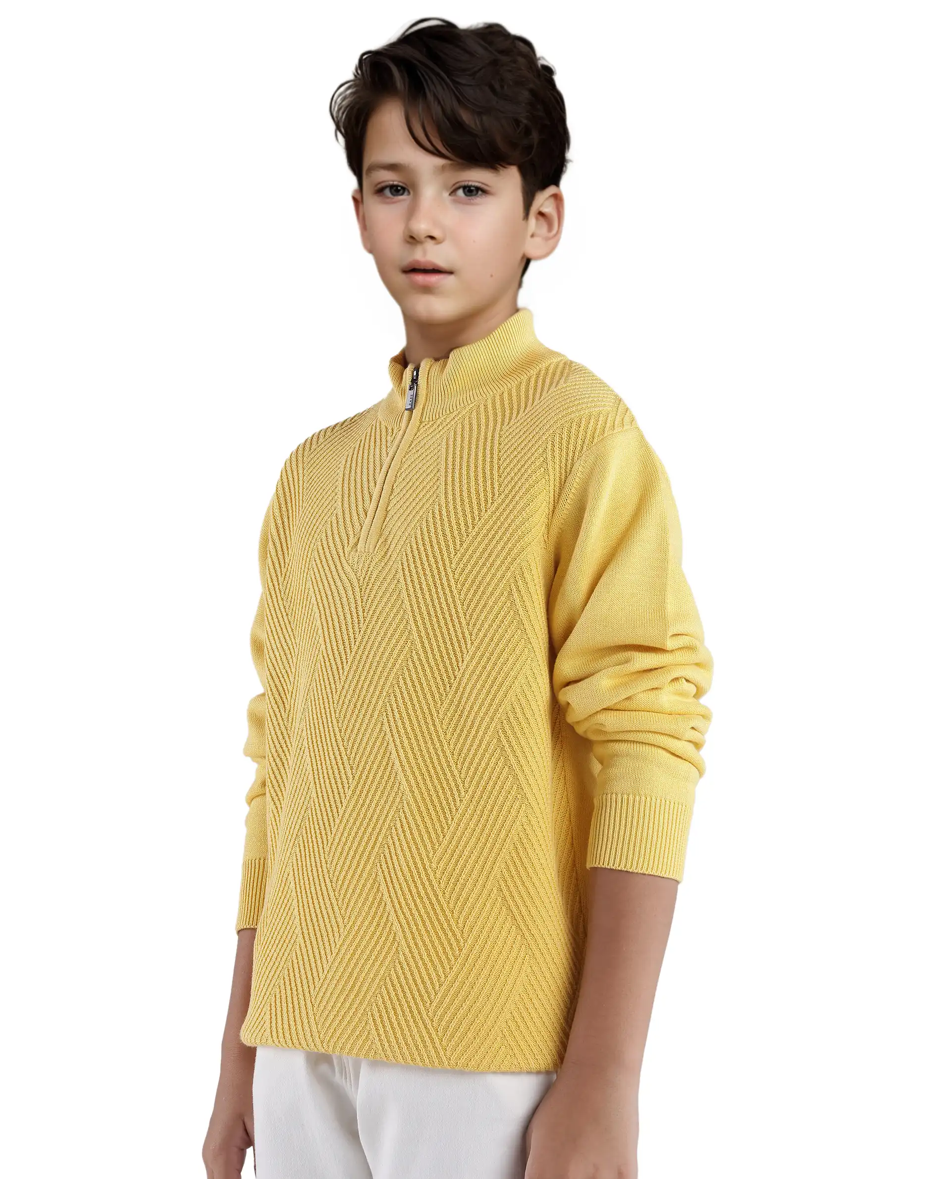 Rare Ones Kids Tron Yellow Cotton Full Sleeve Zipper Regular Fit Sweater - Image 7