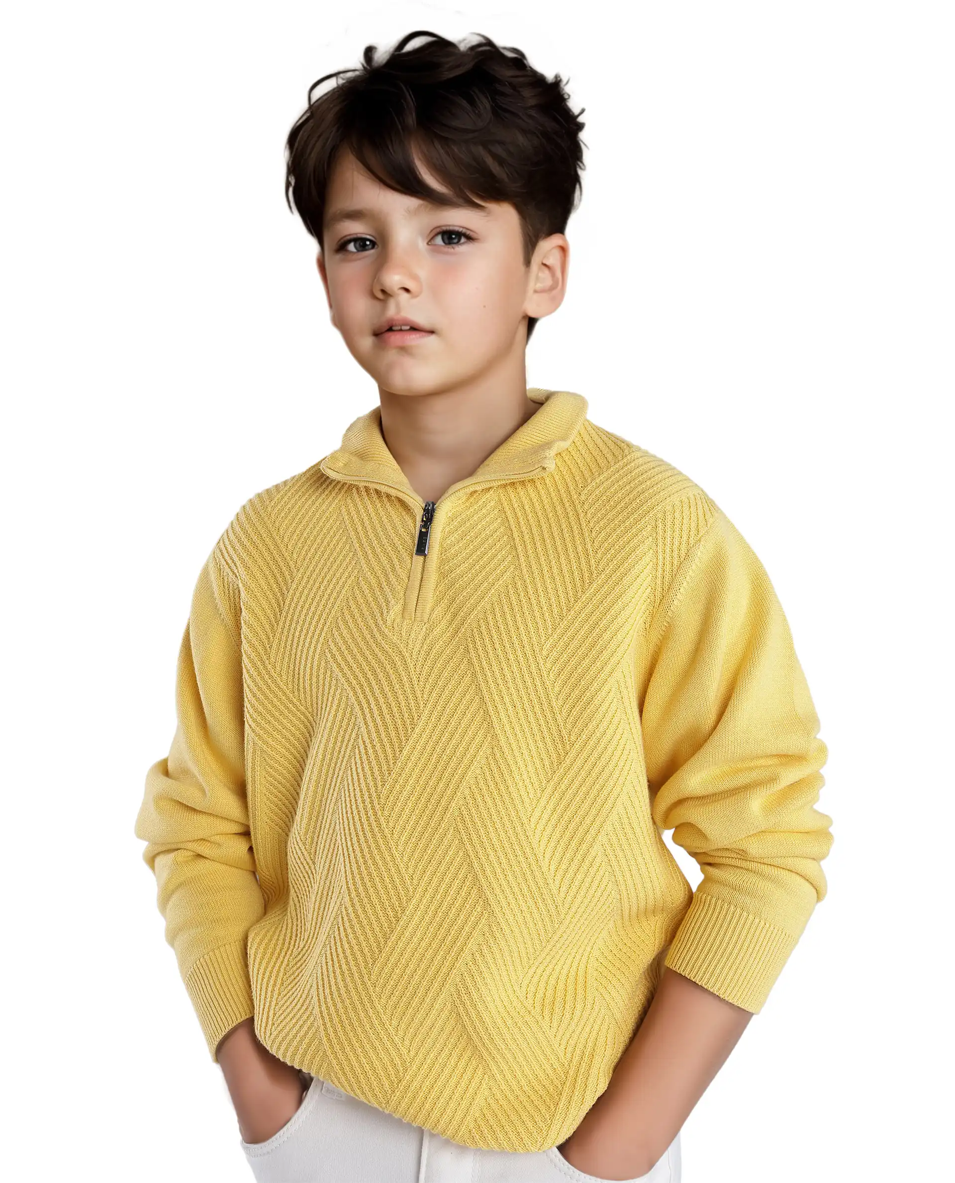 Rare Ones Kids Tron Yellow Cotton Full Sleeve Zipper Regular Fit Sweater - Image 9