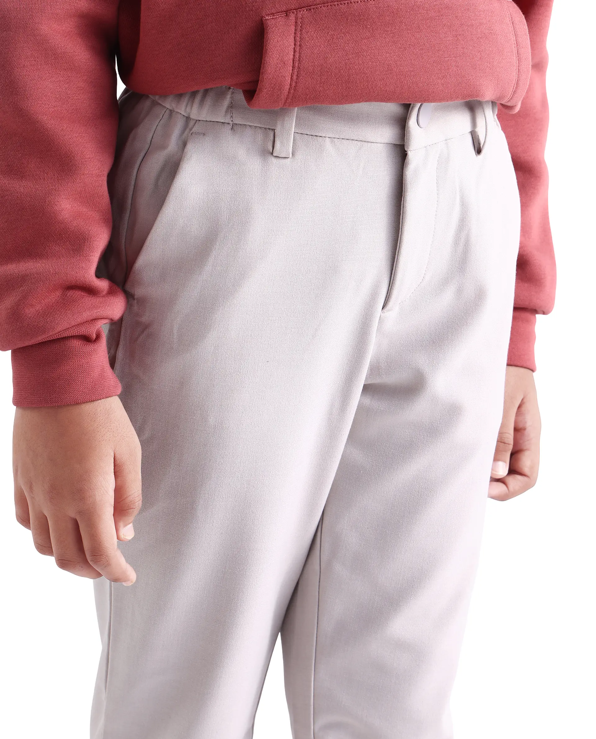 Rare Ones Kids Trove Light Beige Polyester Blend Regular Fit Solid Trouser - Image 3