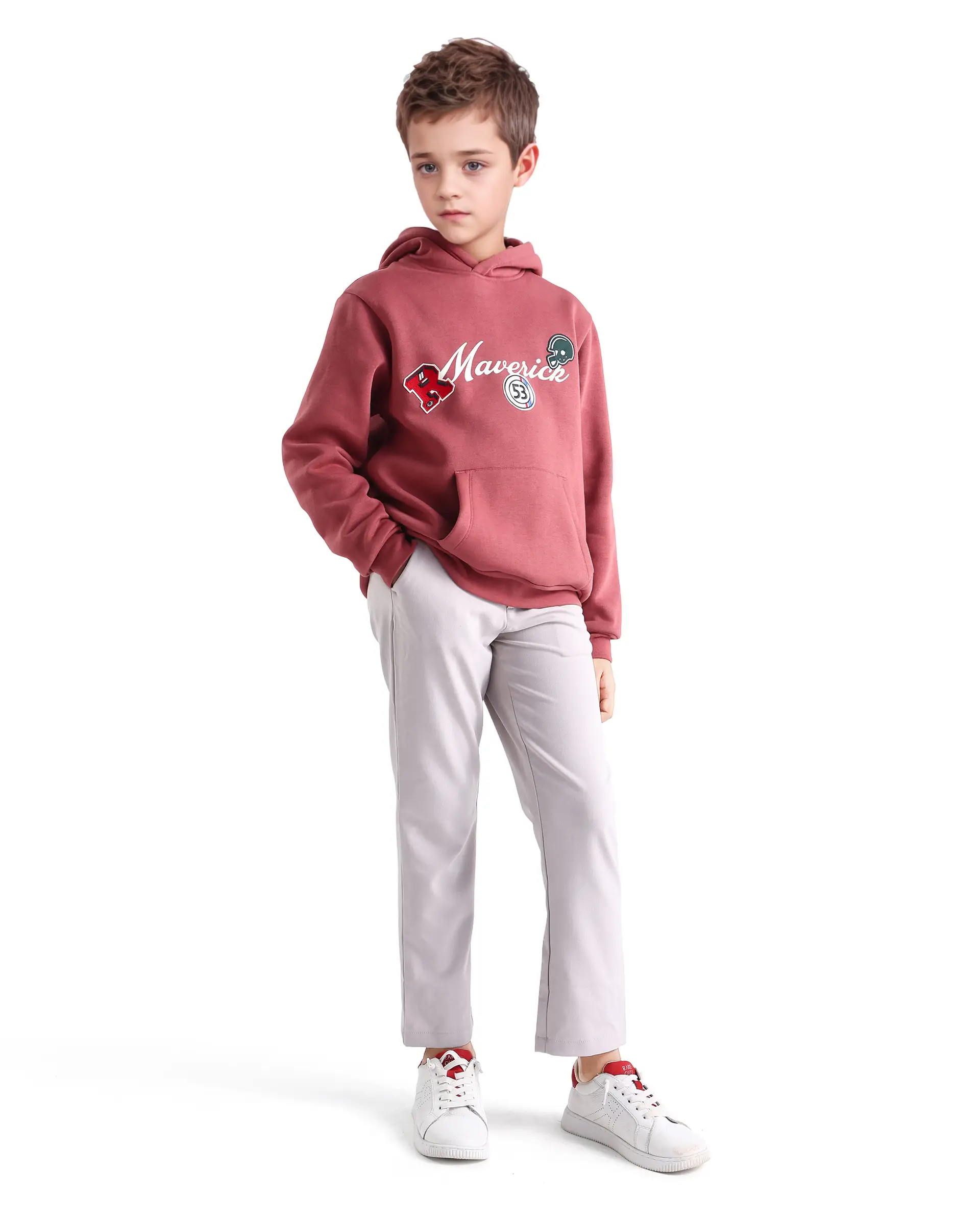 Rare Ones Kids Trove Light Beige Polyester Blend Regular Fit Solid Trouser - Image 5