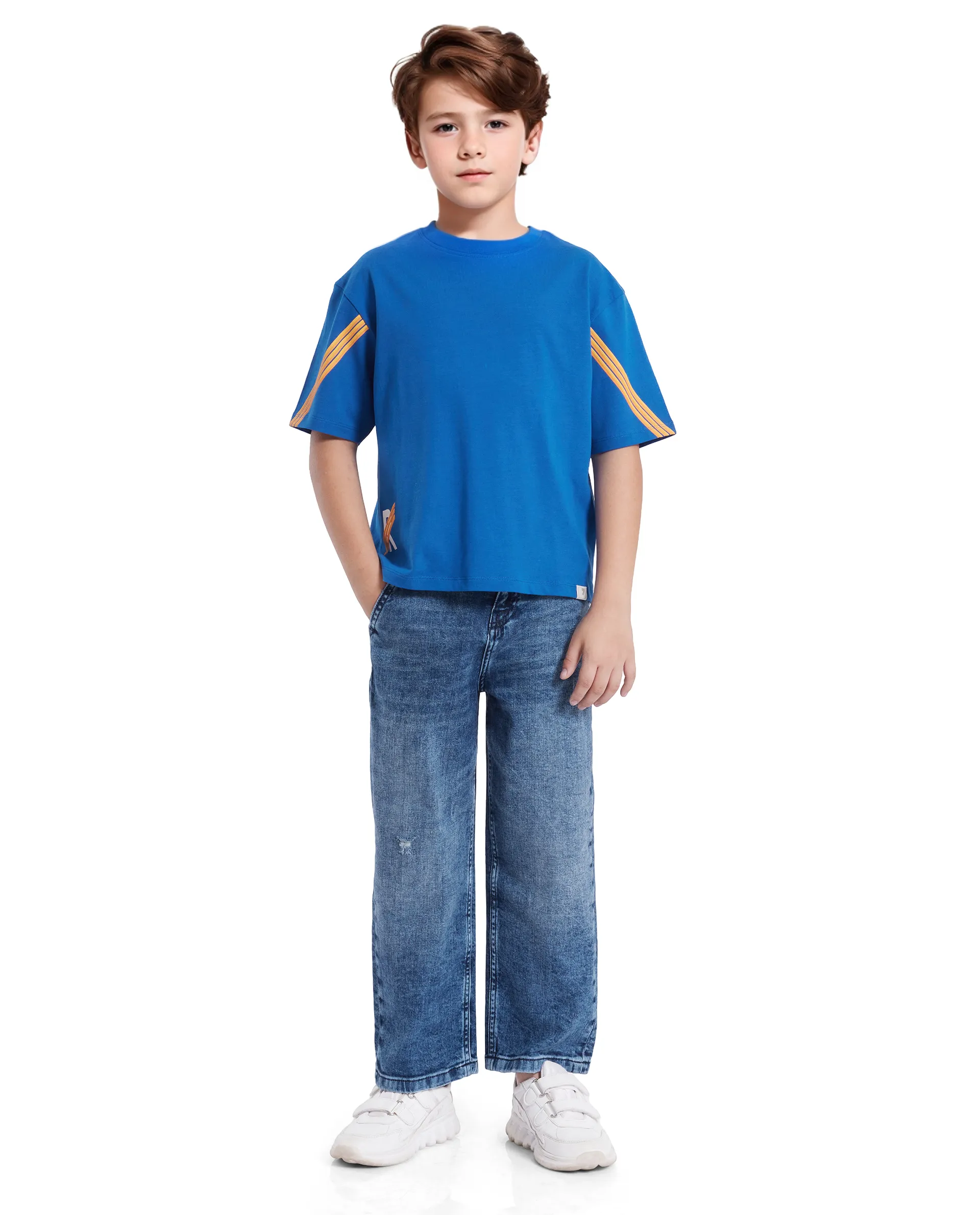 Rare Ones Kids Tsum Blue Cotton Half Sleeve Slip-On Printed Boxy Fit T-Shirt - Image 3