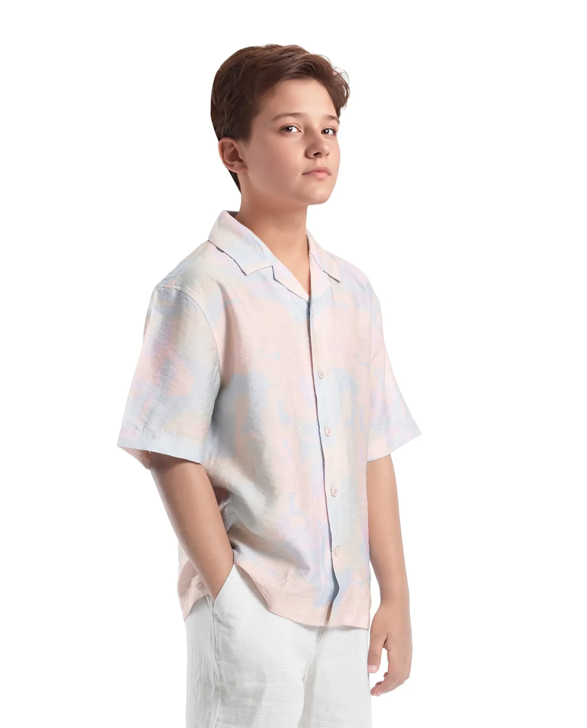 Rare Ones Kids Tugi-K Light Purple Viscose Blend Printed Button Closure Regular Fit Shirt - Image 5
