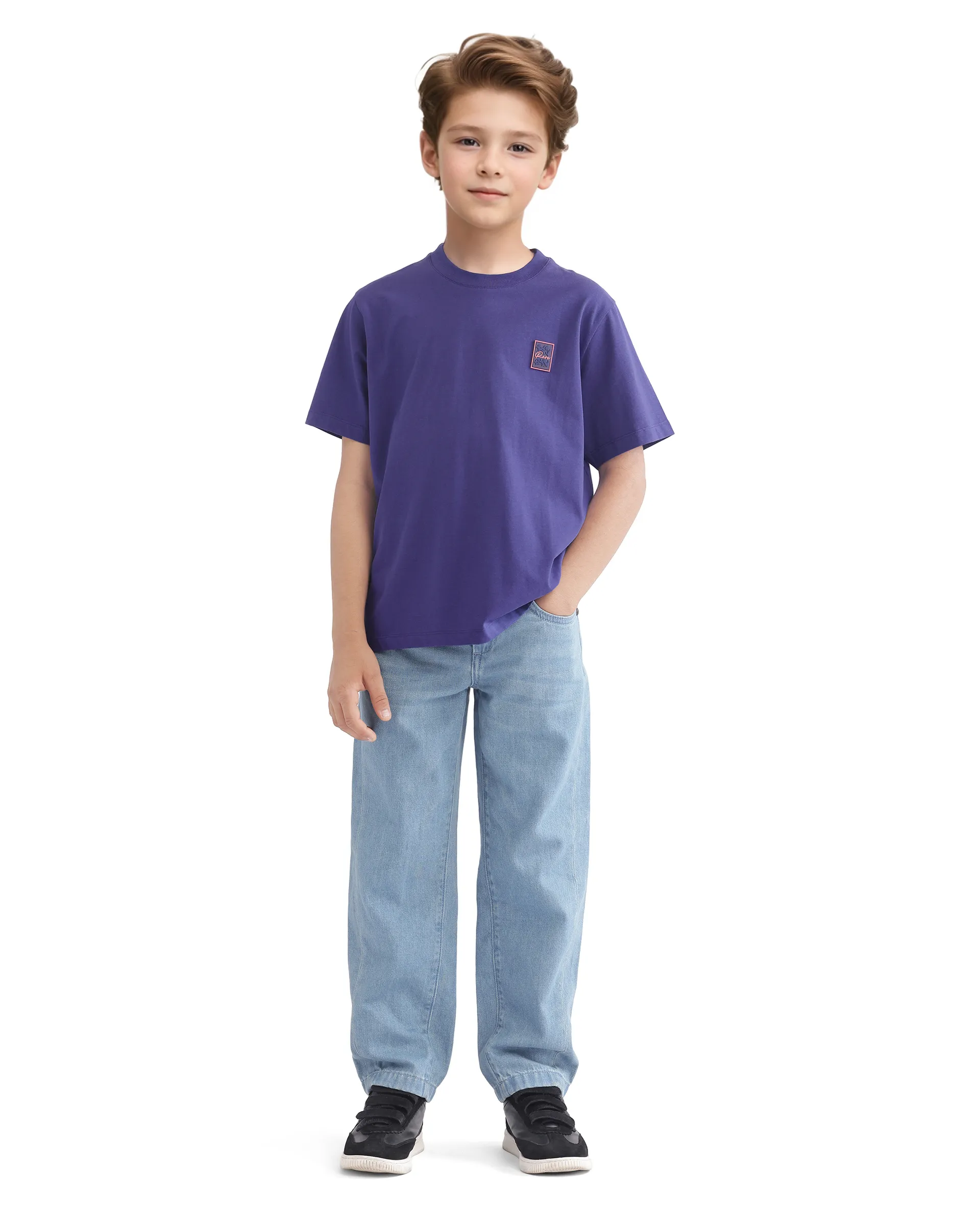 Rare Ones Kids Velit Purple Cotton Blend Half Sleeve Crew Neck Print T-Shirt - Image 2