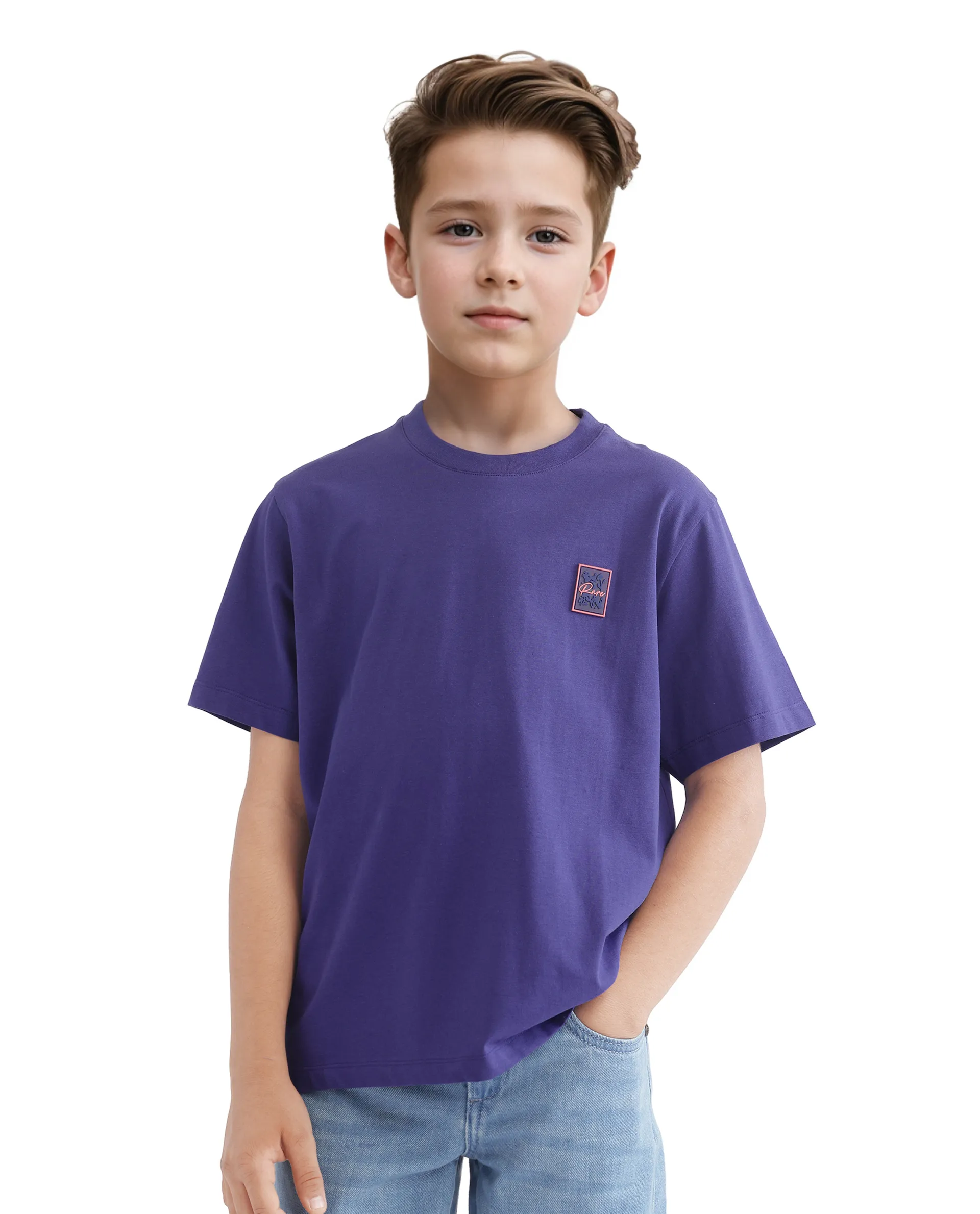 Rare Ones Kids Velit Purple Cotton Blend Half Sleeve Crew Neck Print T-Shirt - Image 3