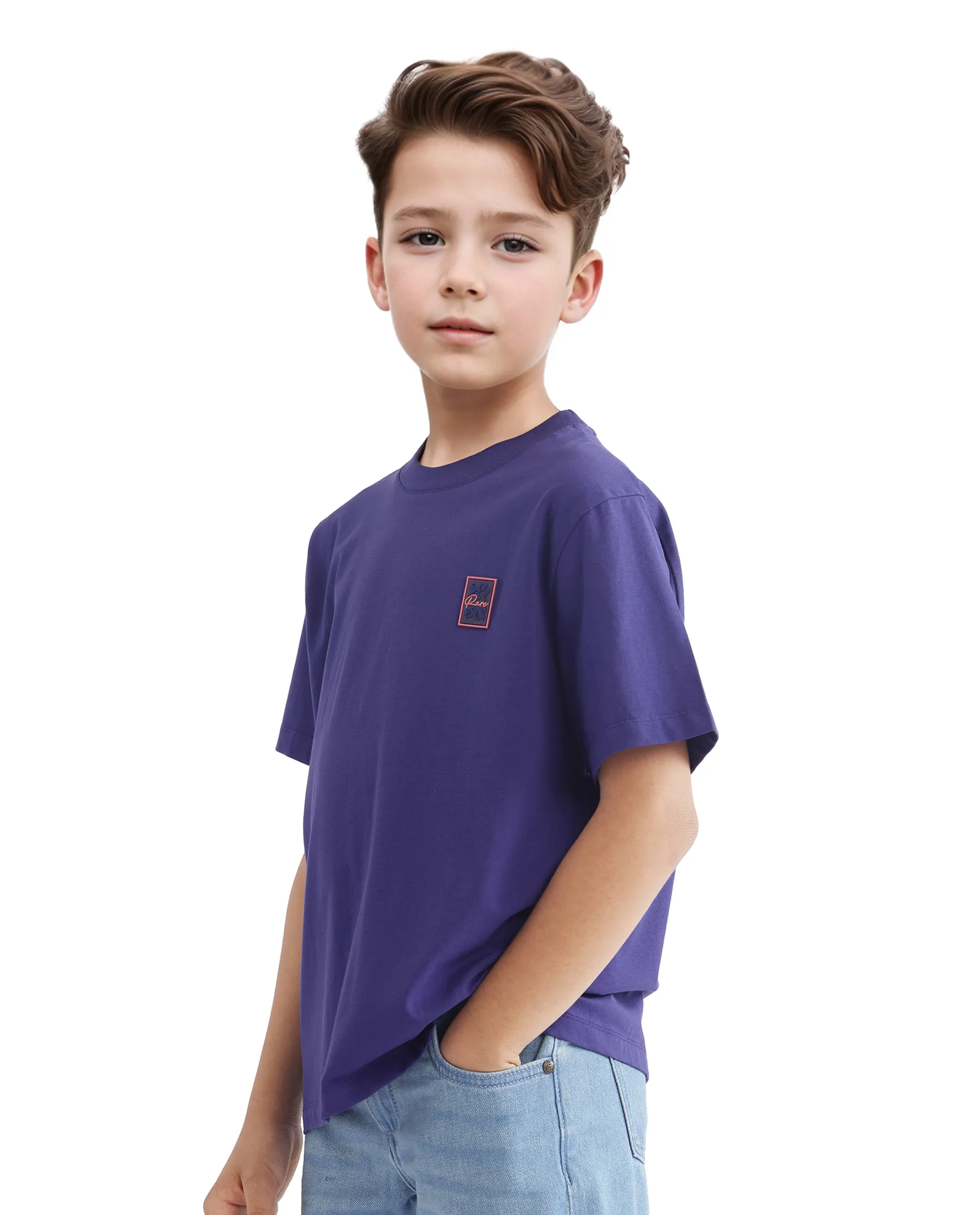 Rare Ones Kids Velit Purple Cotton Blend Half Sleeve Crew Neck Print T-Shirt - Image 7