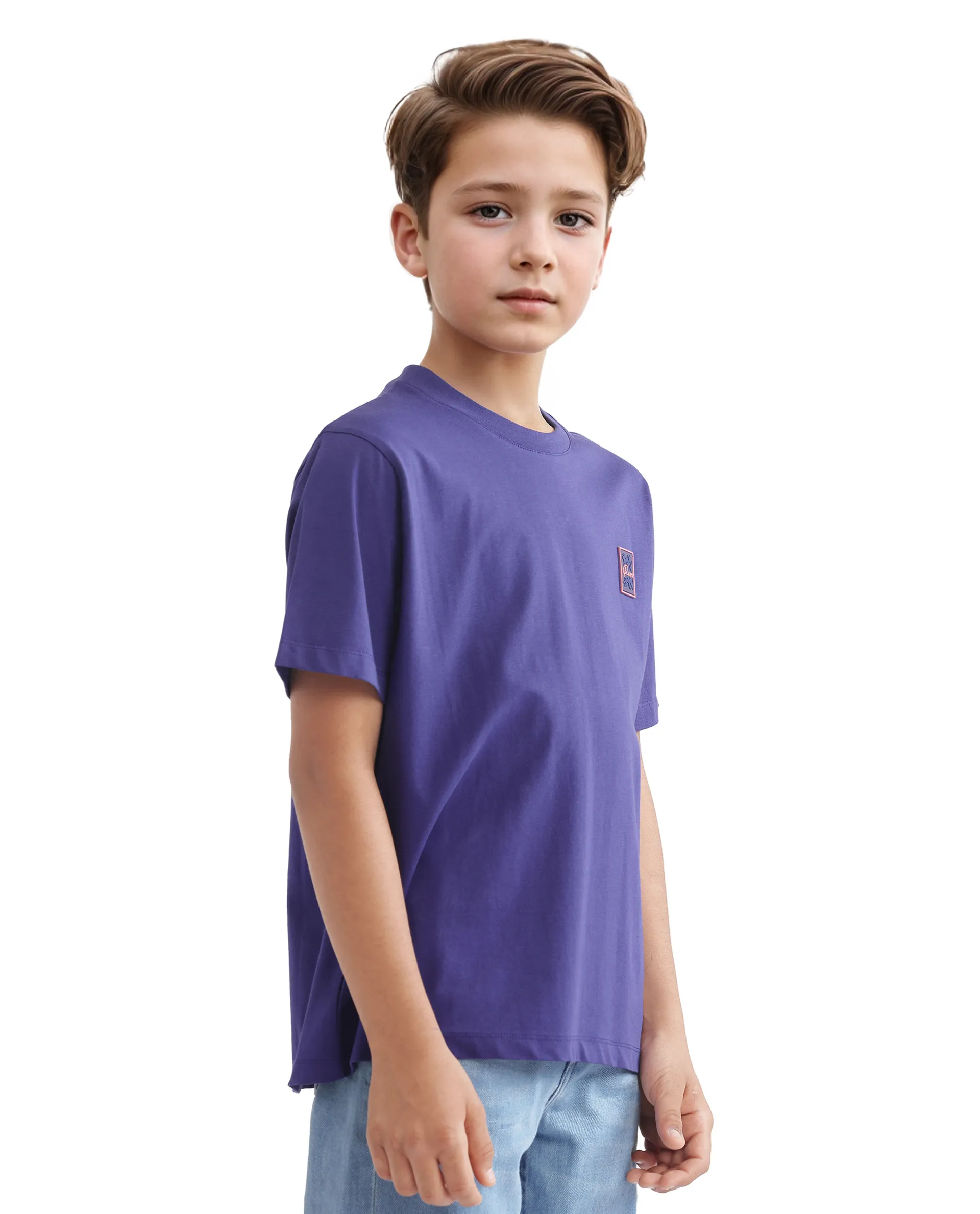 Rare Ones Kids Velit Purple Cotton Blend Half Sleeve Crew Neck Print T-Shirt - Image 8