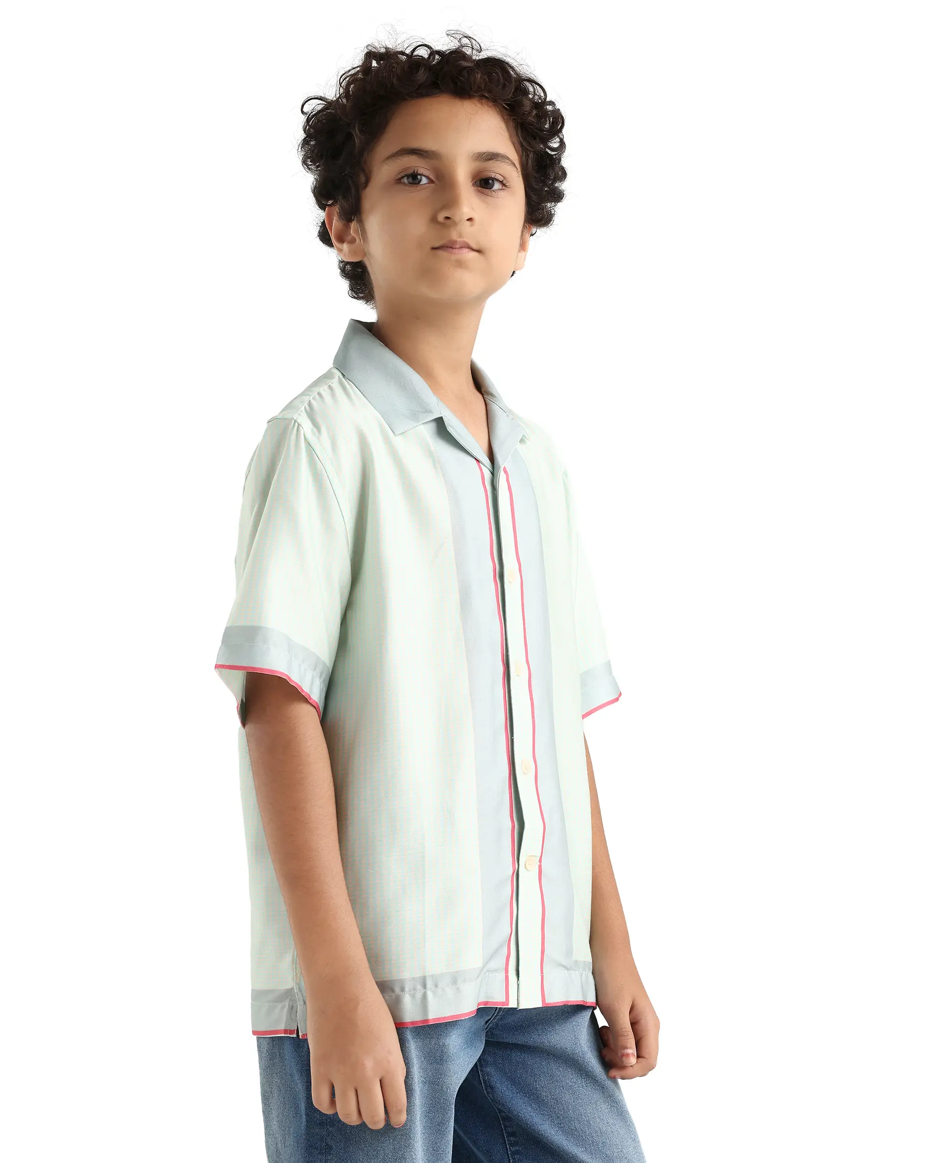 Rare Ones Kids Velix Pastel Blue Cotton Blend Striped Button Closure Regular Fit Shirt - Image 6