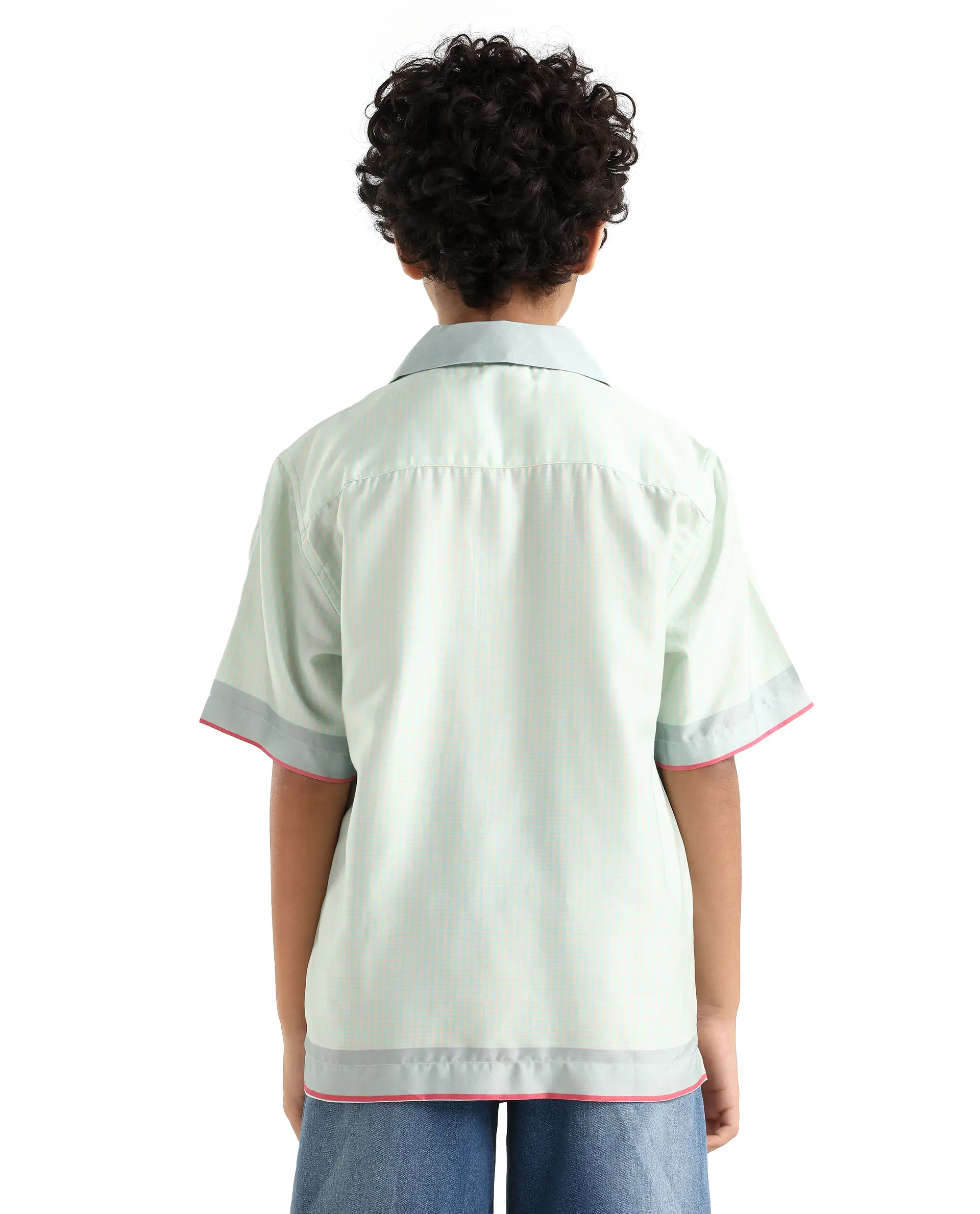 Rare Ones Kids Velix Pastel Blue Cotton Blend Striped Button Closure Regular Fit Shirt - Image 7