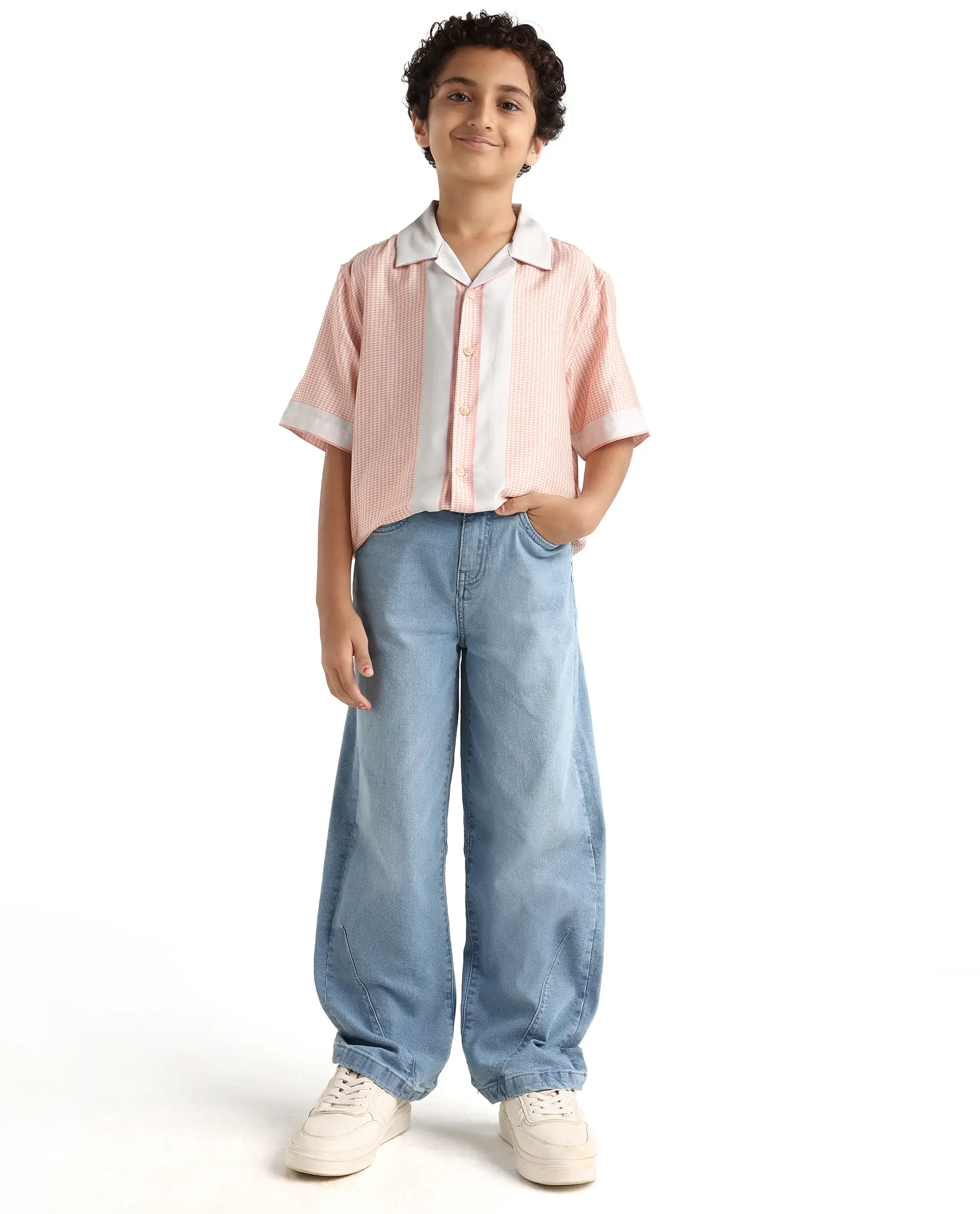 Rare Ones Kids Velix Pastel Pink Cotton Blend Print Button Closure Regular Fit Shirt - Image 2