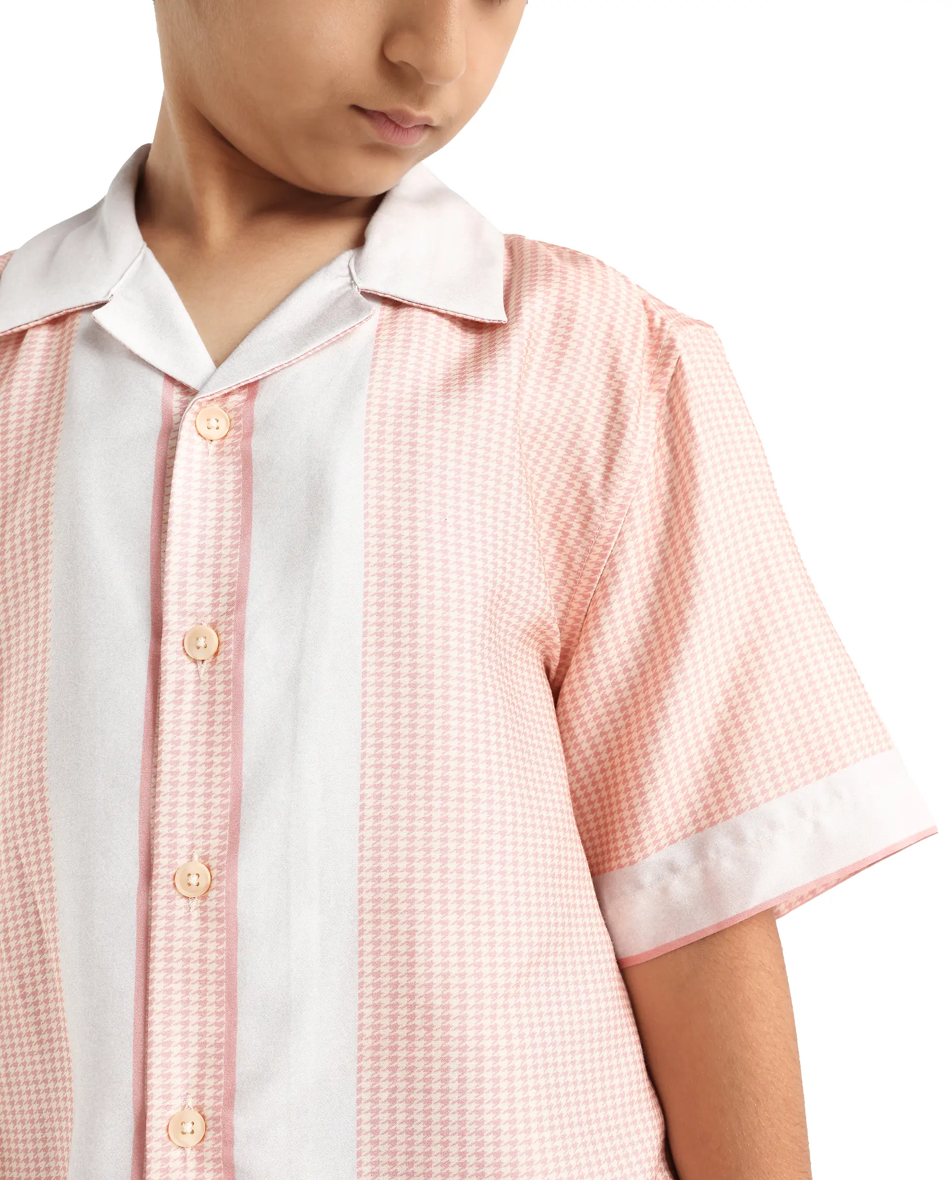 Rare Ones Kids Velix Pastel Pink Cotton Blend Print Button Closure Regular Fit Shirt - Image 4