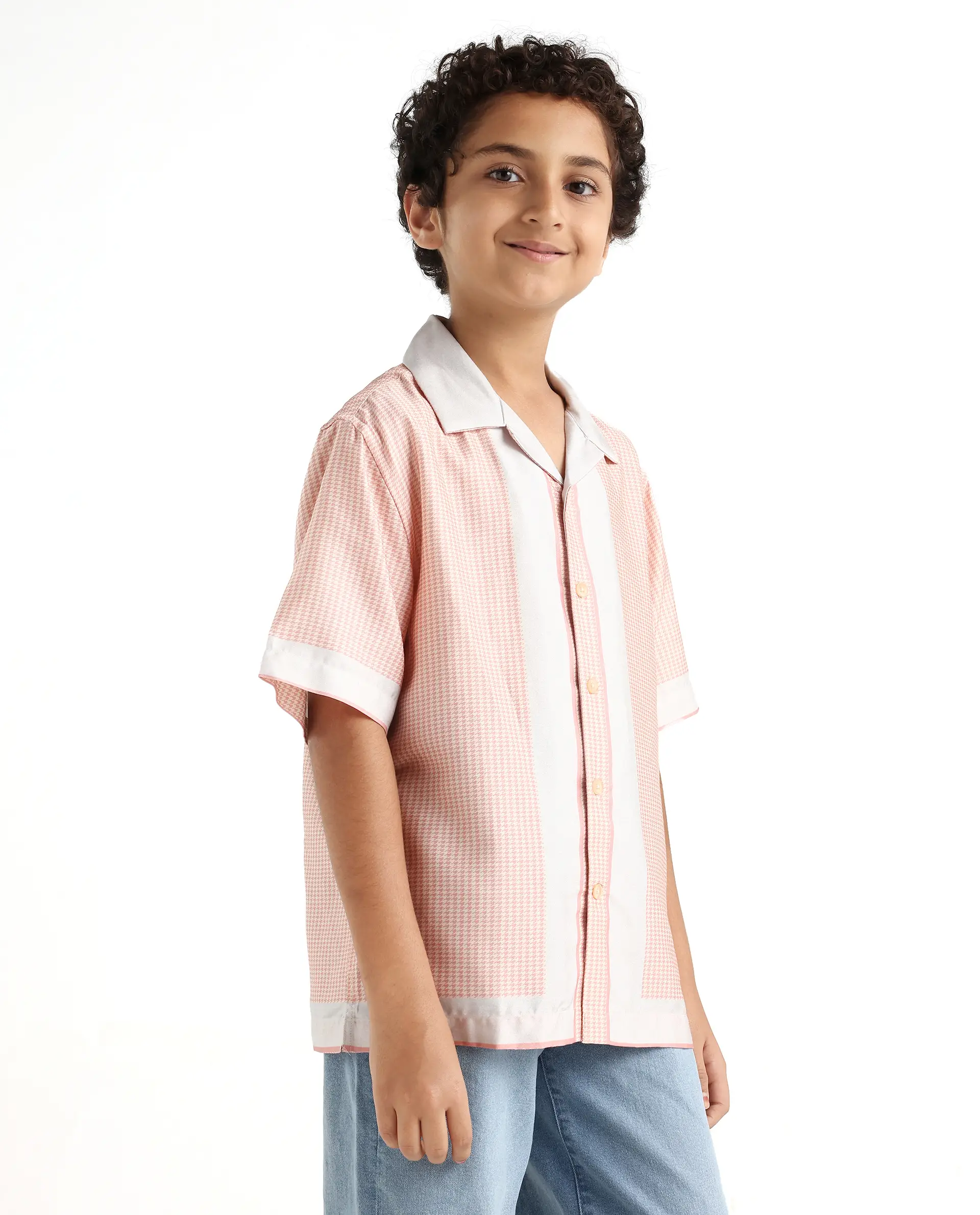 Rare Ones Kids Velix Pastel Pink Cotton Blend Print Button Closure Regular Fit Shirt - Image 6