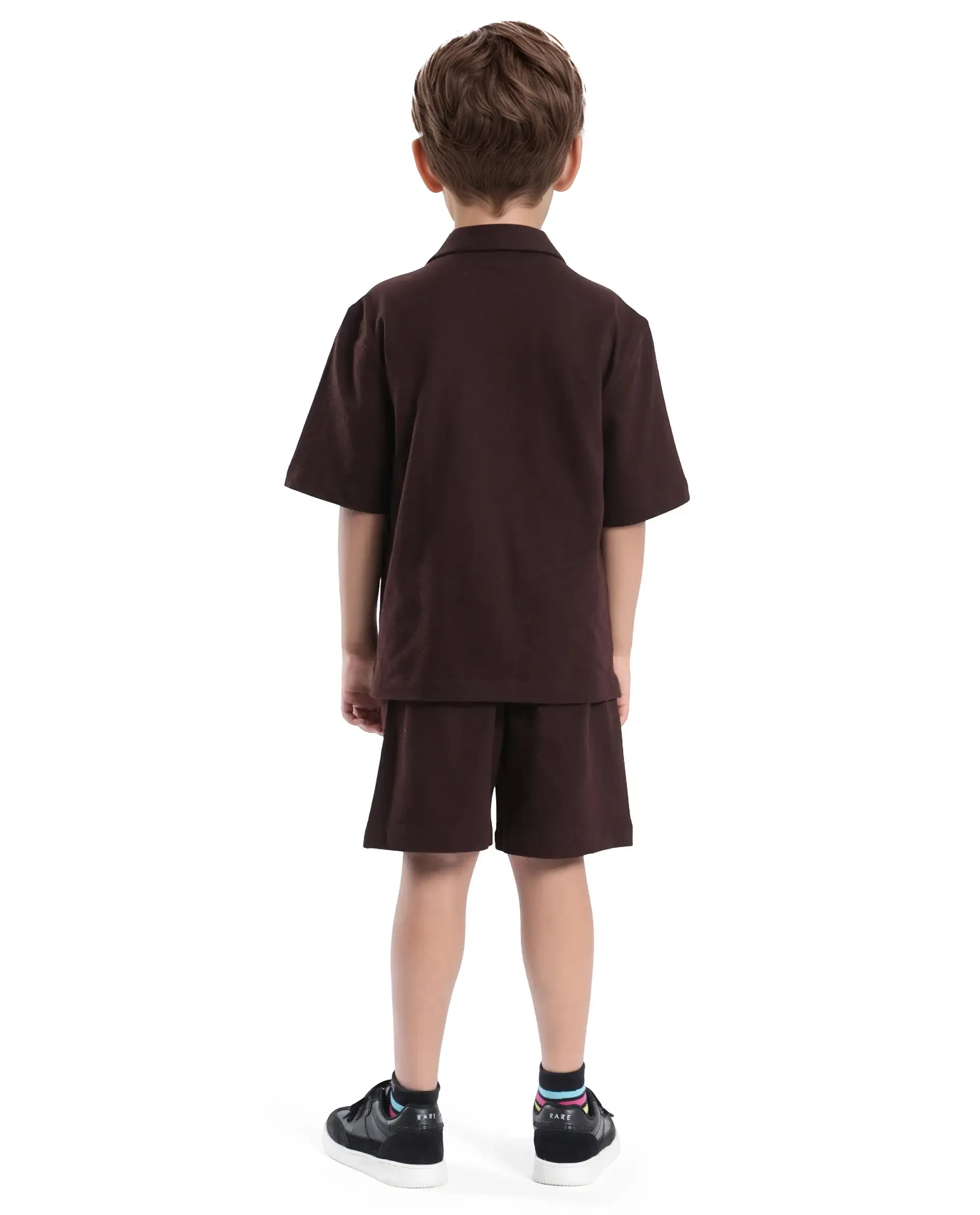 Rare Ones Kids Veno-B Brown Cotton Drawstring Closure Solid Regular Fit Shorts - Image 7